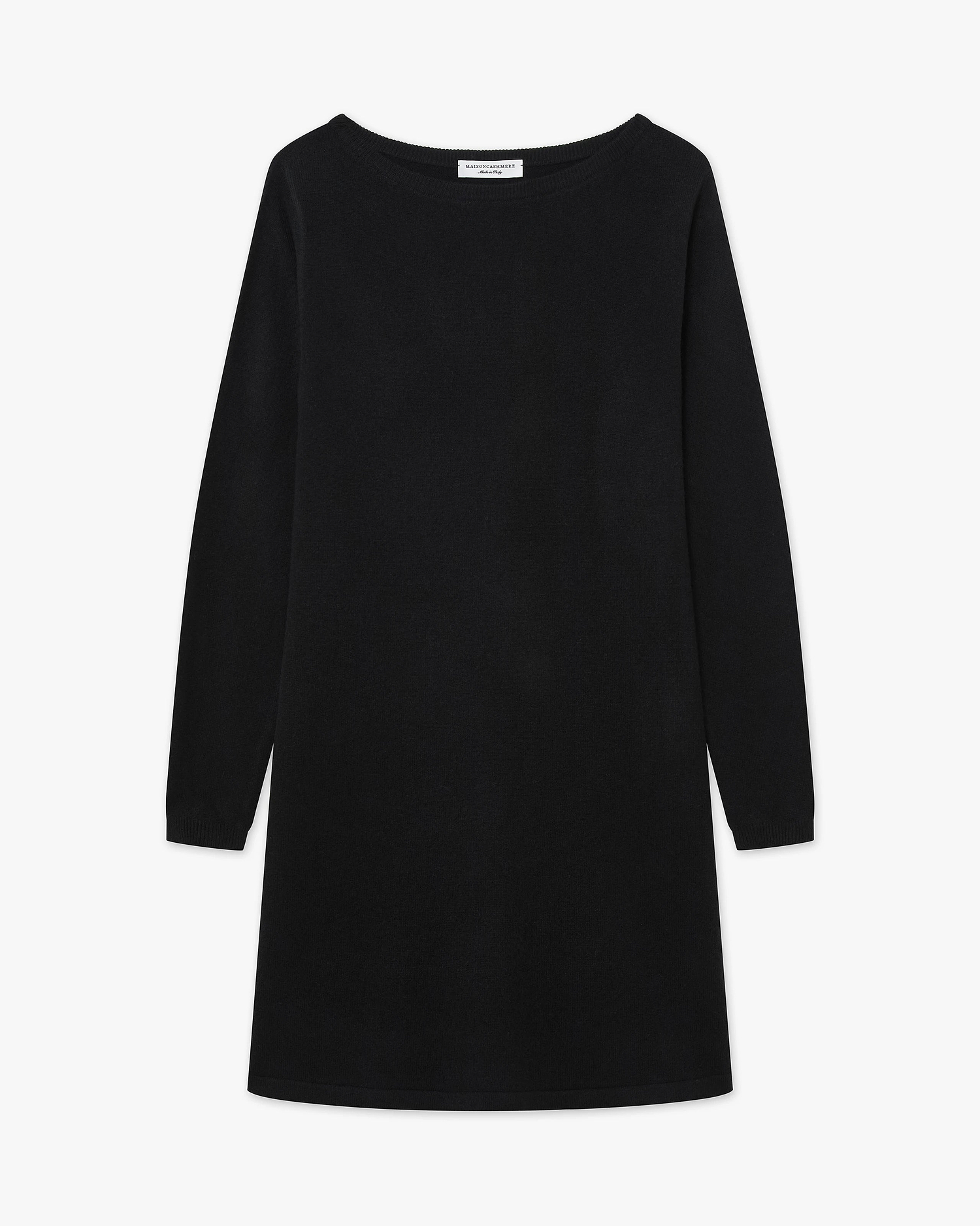Florenz Boat Neck Dress - Black Cashmere