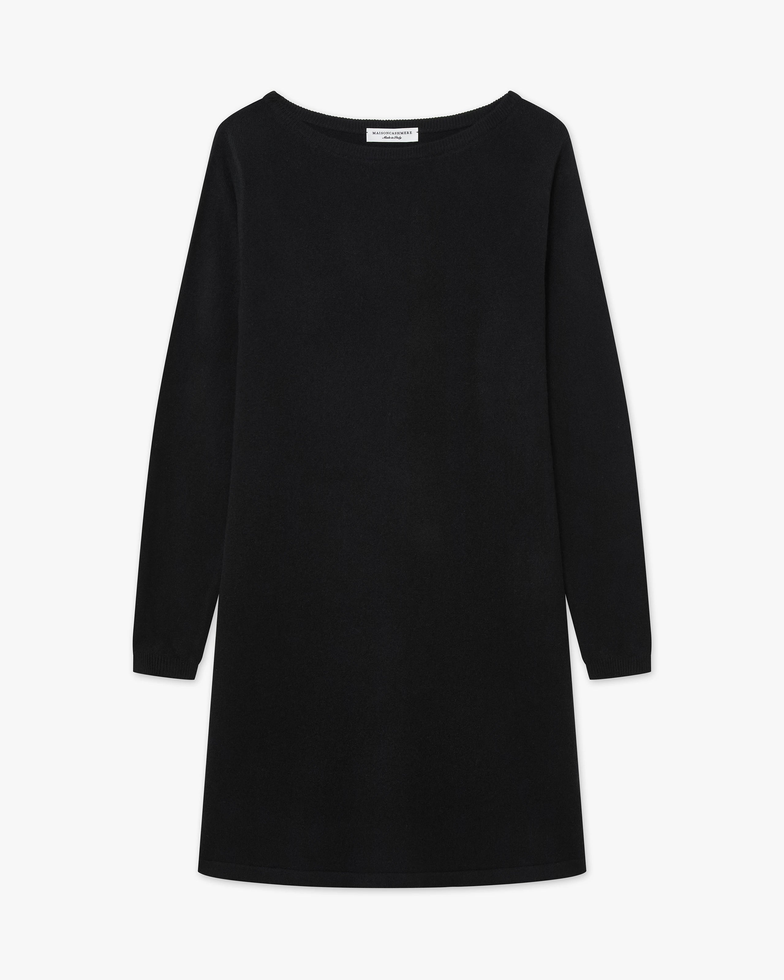Florenz Boat Neck Dress - Black Cashmere
