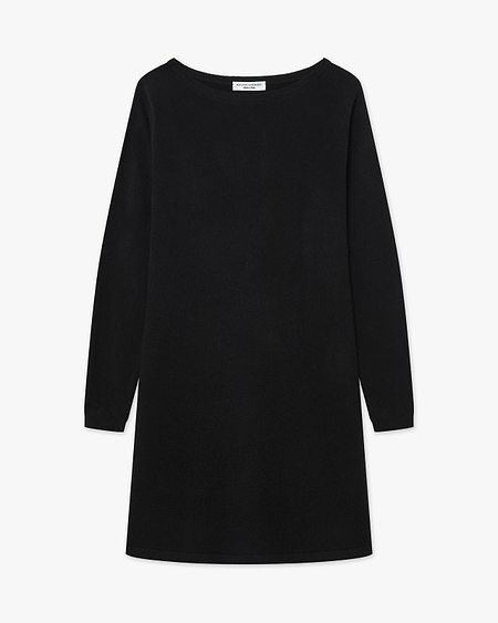 Florenz Boat Neck Dress - Black Cashmere