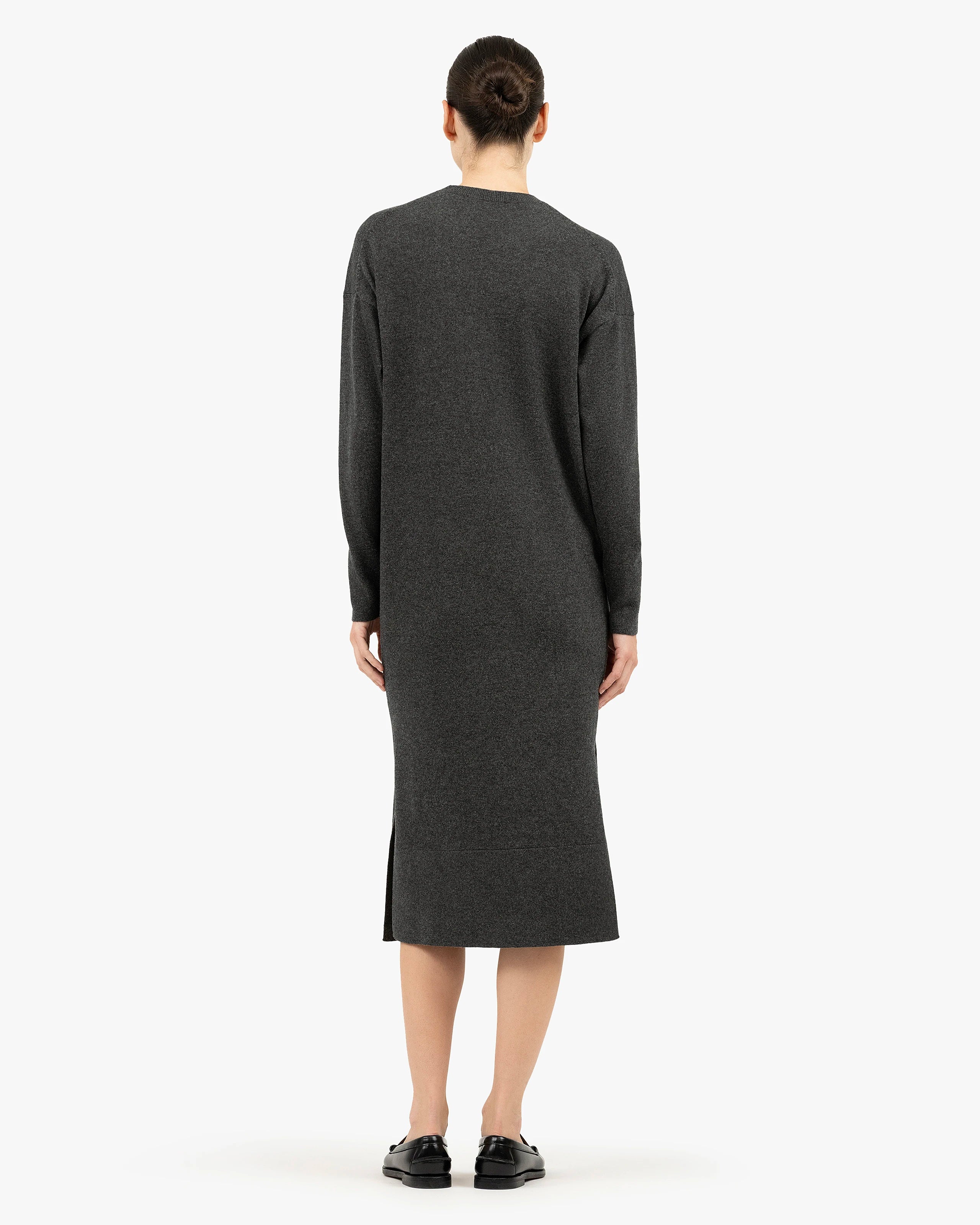 Liv Crew Neck Dress - Charcoal Cashmere