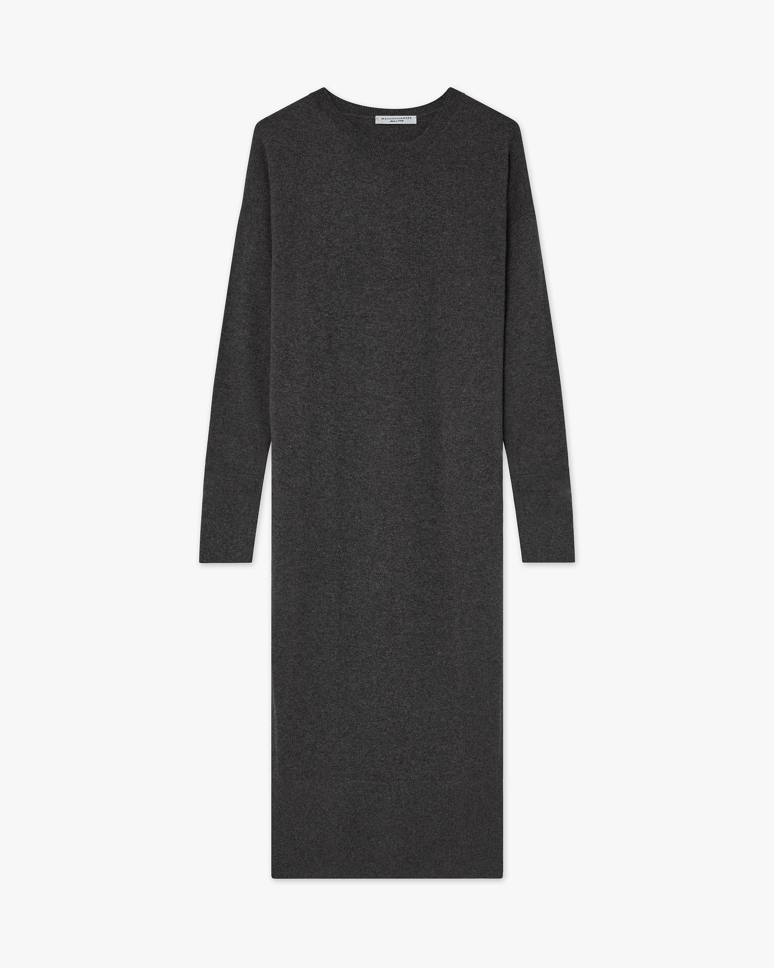 Liv Crew Neck Dress - Charcoal Cashmere