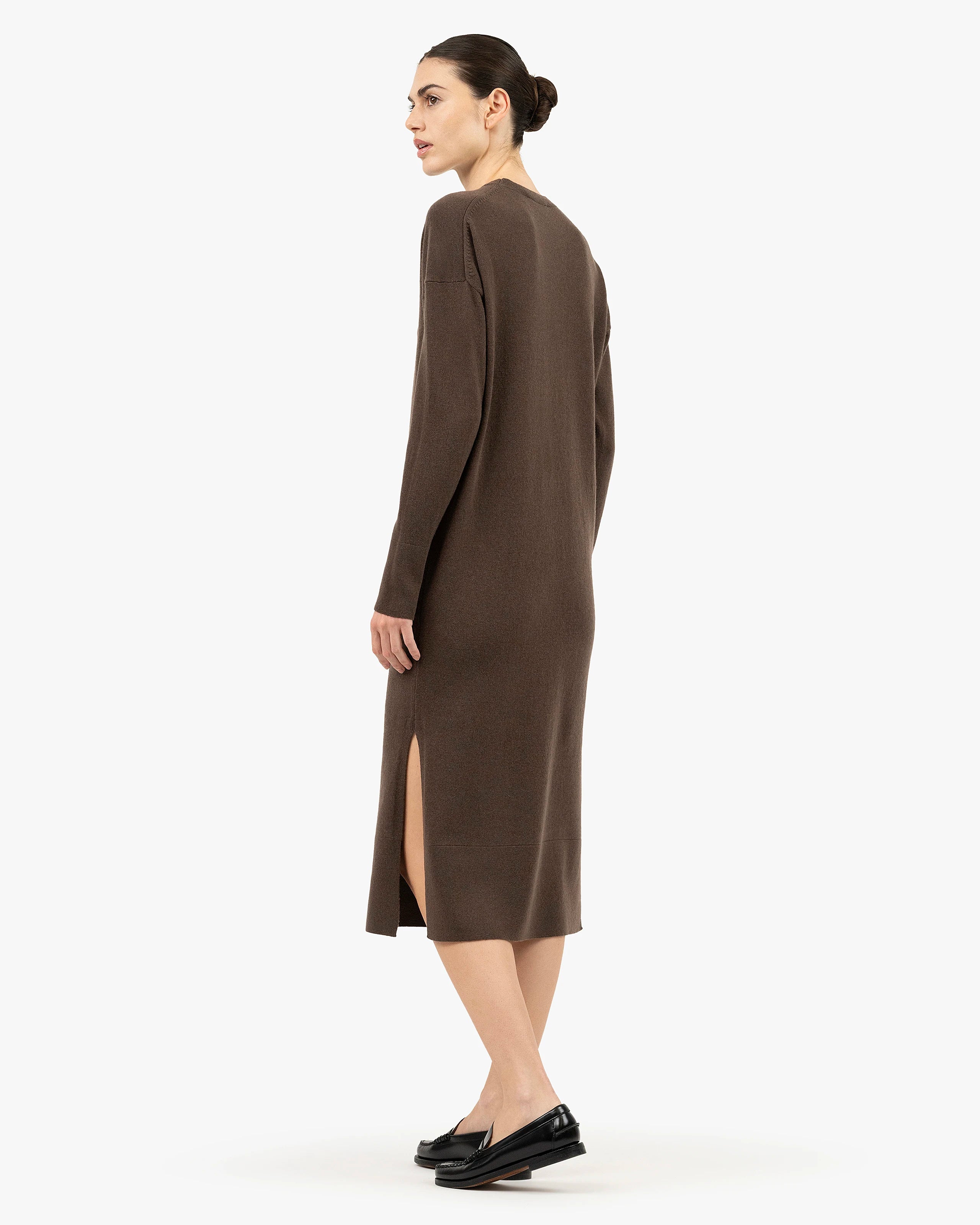Liv Crew Neck Dress - Brown Cashmere