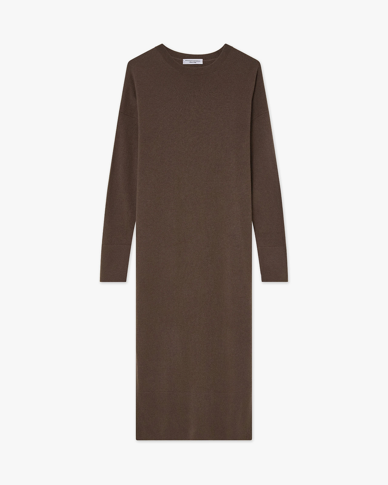 Liv Crew Neck Dress - Brown - Cashmere