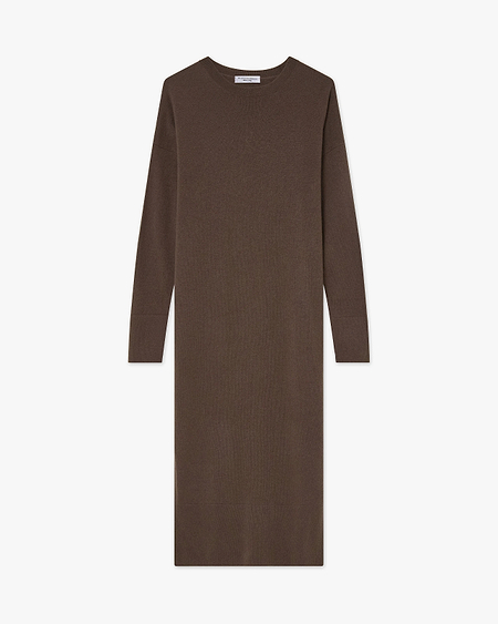 Liv Crew Neck Dress - Brown Cashmere