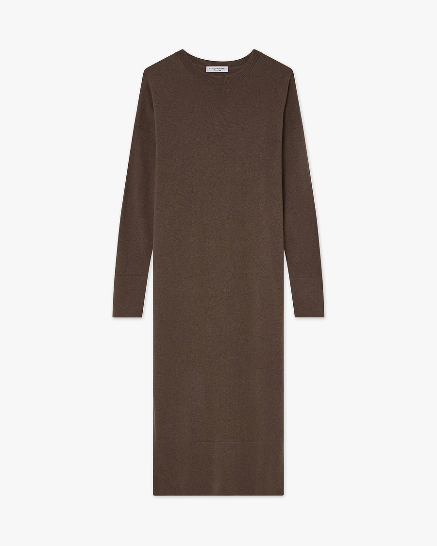 Liv Crew Neck Dress - Brown Cashmere