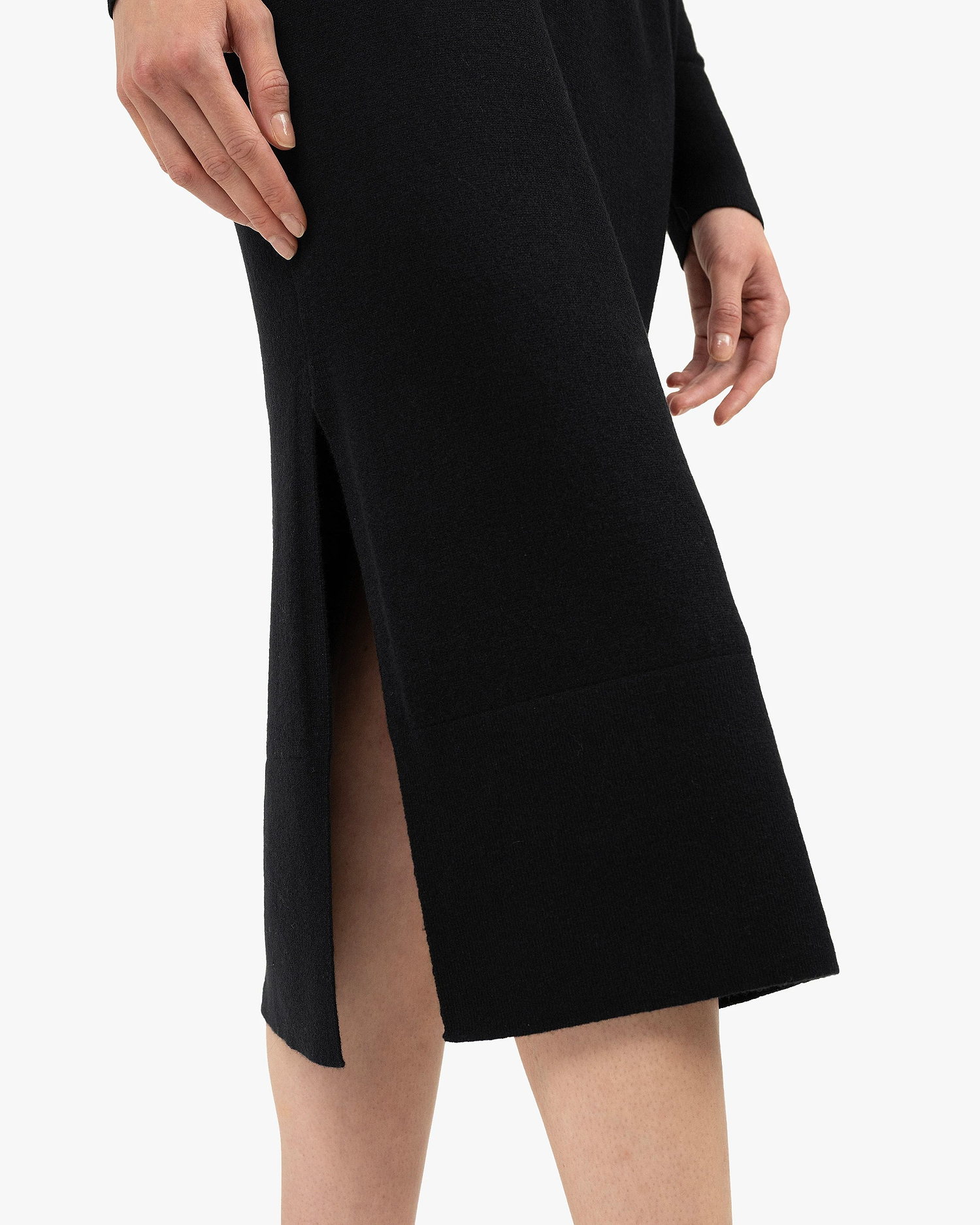 Liv Crew Neck Dress - Black Cashmere