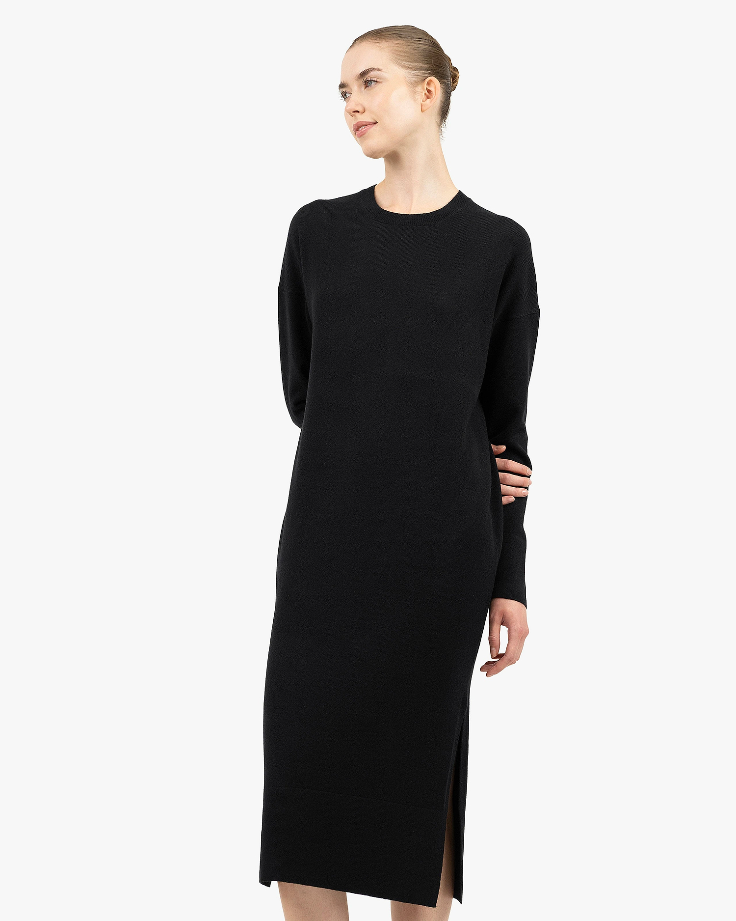 Liv Crew Neck Dress - Black Cashmere