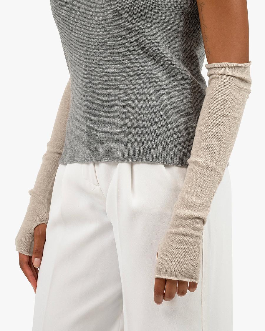 Fingerless Gloves - Beige Cashmere