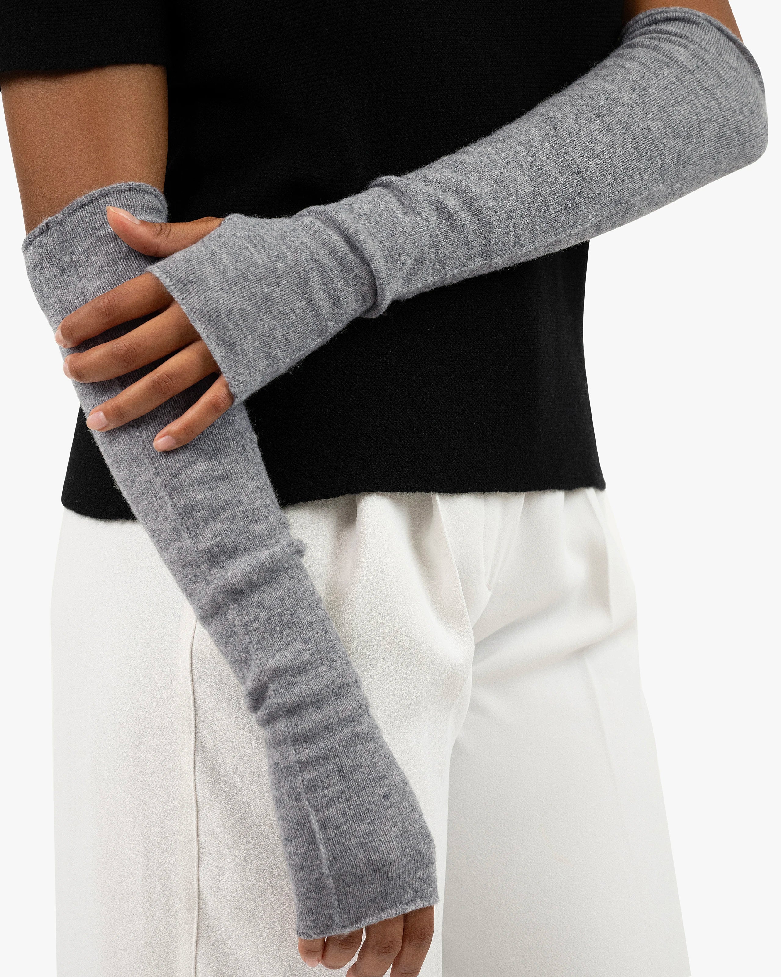 Fingerless Gloves - Medium Grey Cashmere