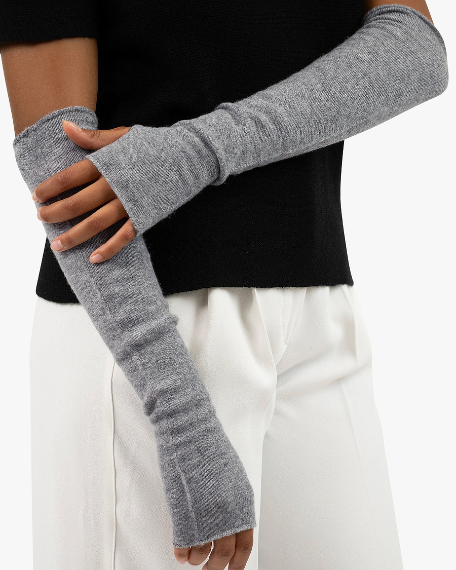 Fingerless Gloves - Medium Grey Cashmere