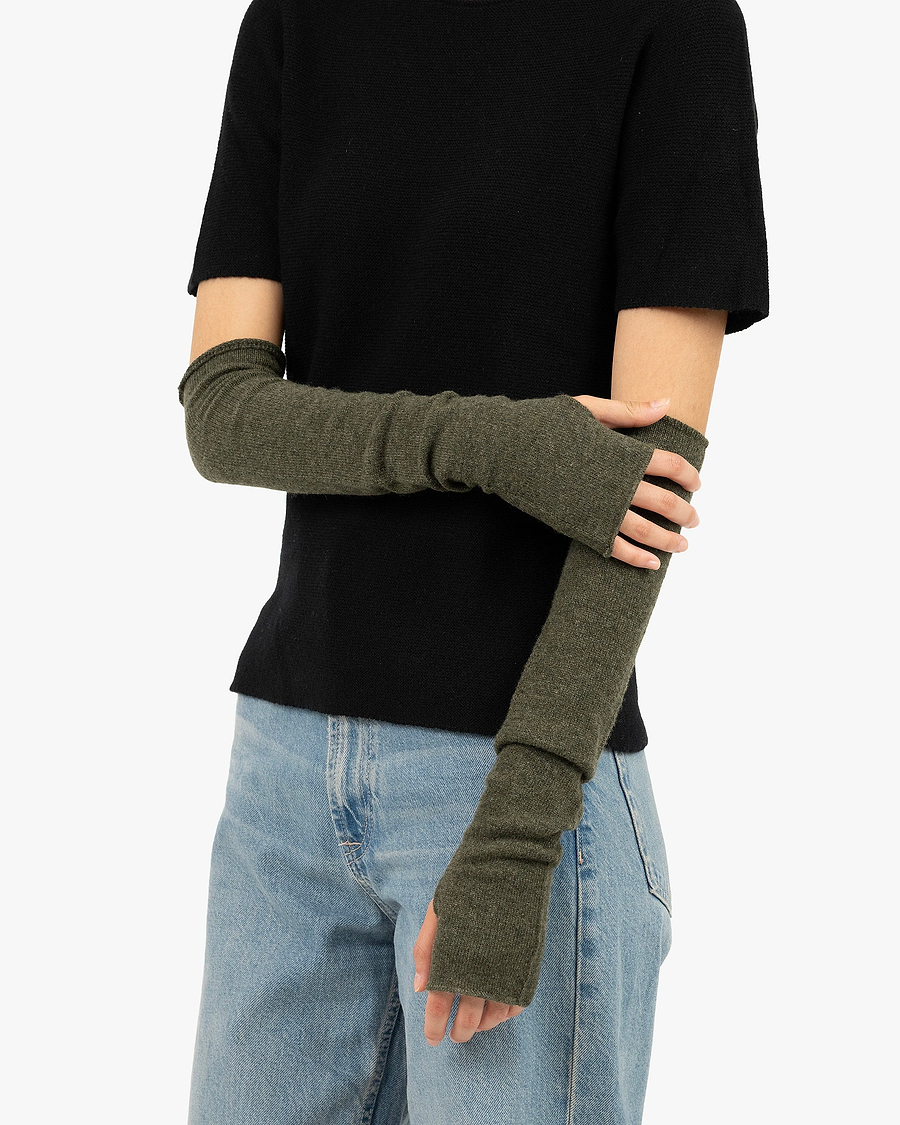 Fingerless Gloves - Green Cashmere