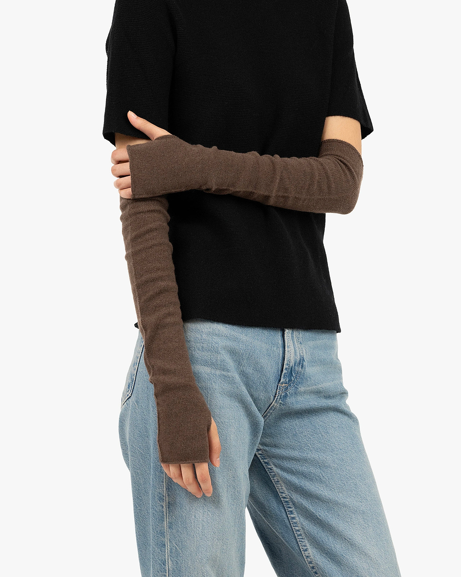 Fingerless Gloves - Brown Cashmere