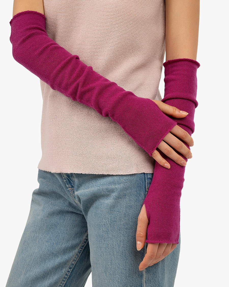 Fingerless Gloves - Magenta Cashmere