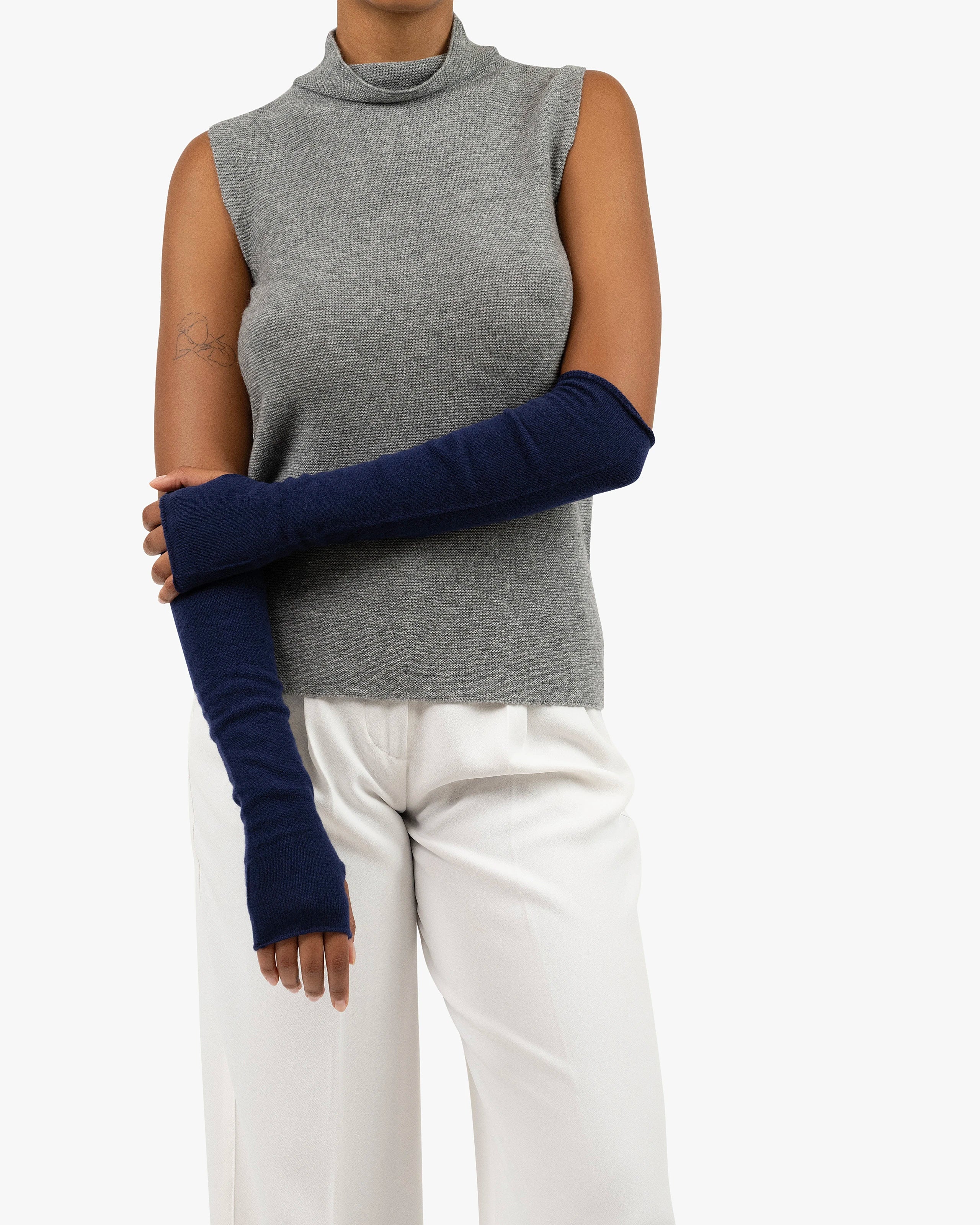 Fingerless Gloves - Blue Cashmere