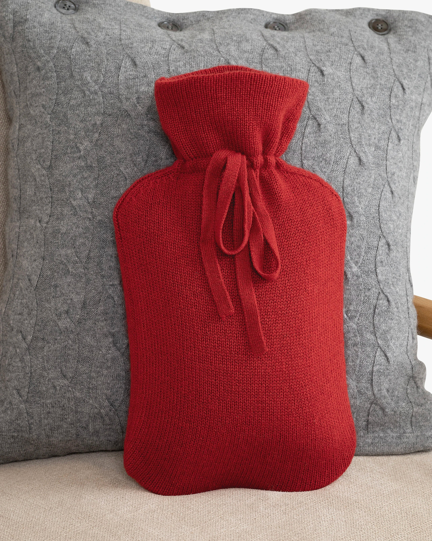 Hot Water Bottle Cover - Red Cashmere