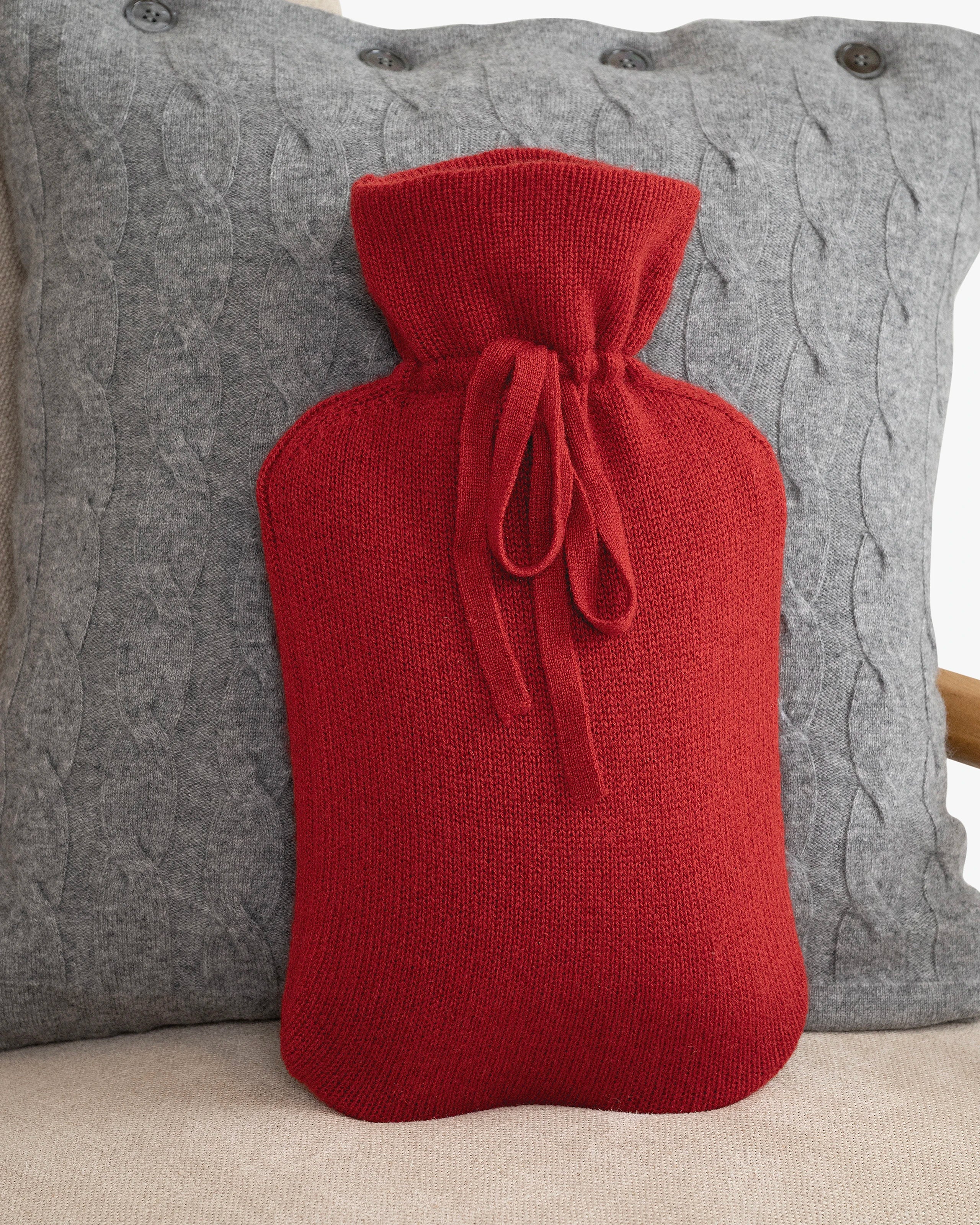 Hot Water Bottle Cover - Red Cashmere