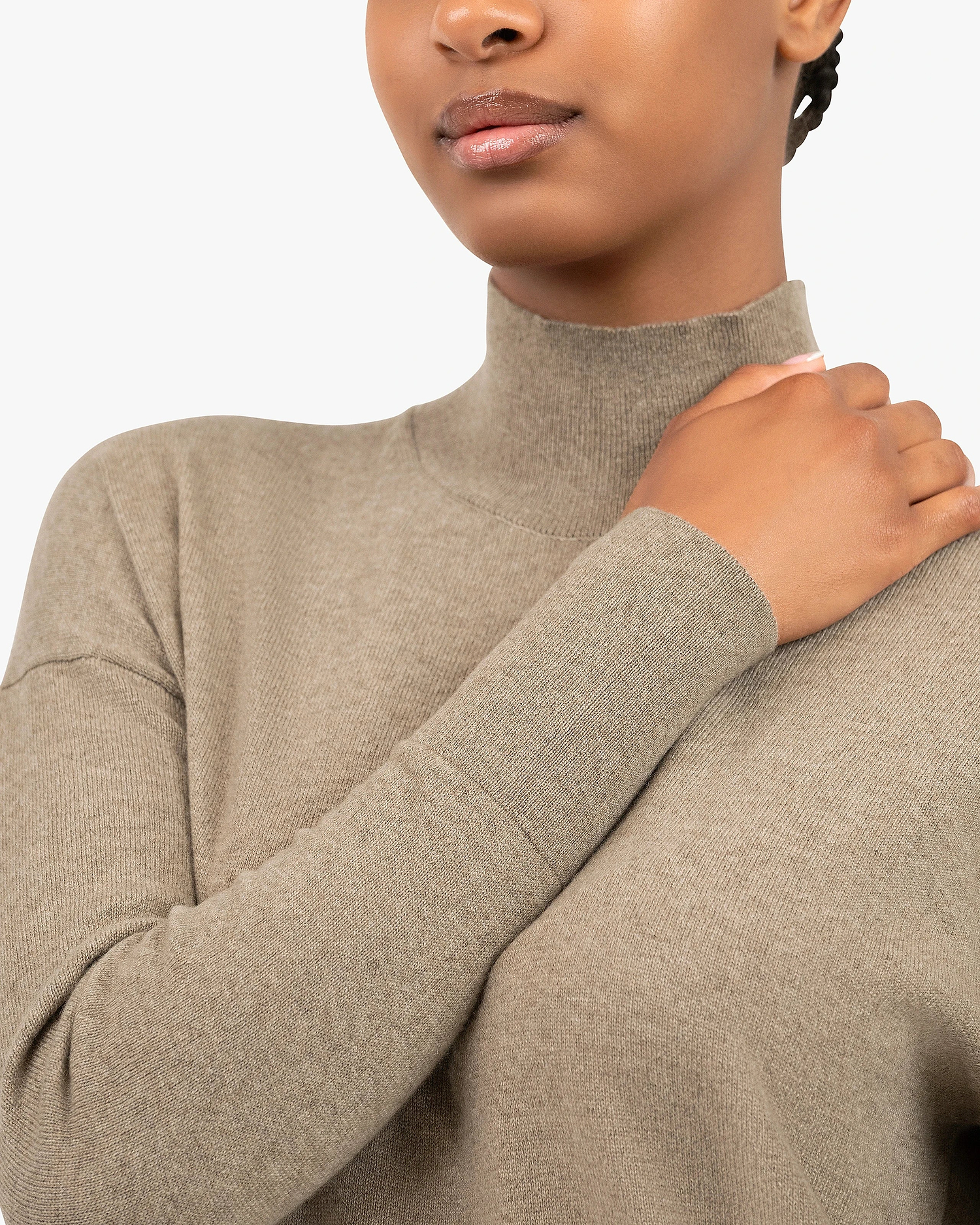 Liv Mock Neck Dress - Taupe Cashmere