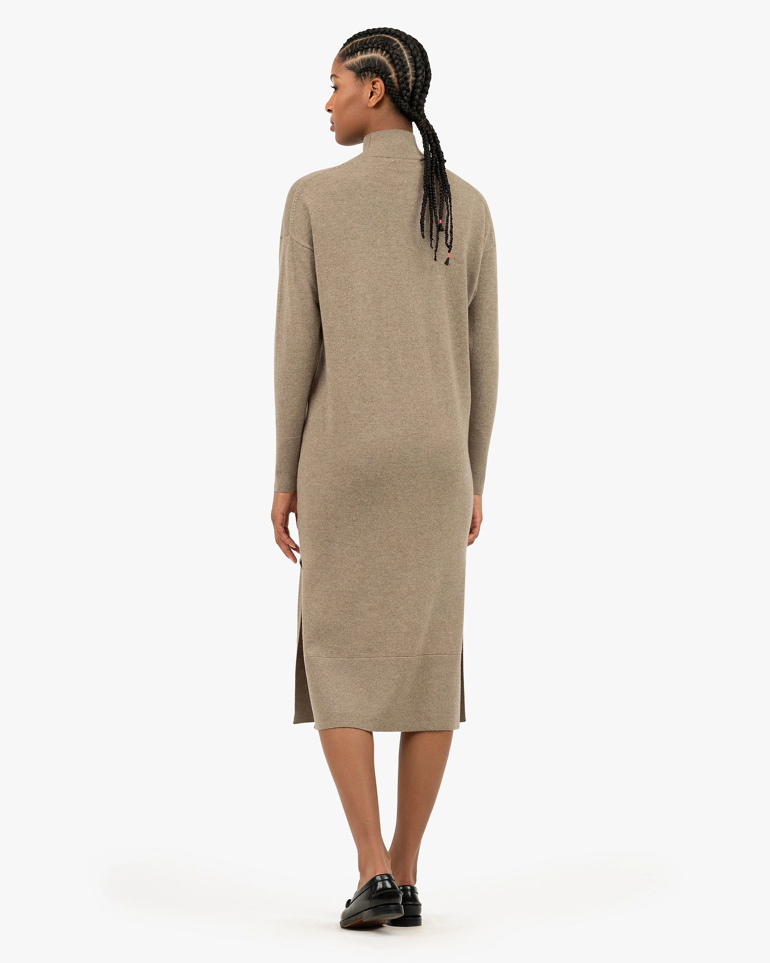 Liv Mock Neck Dress - Taupe Cashmere