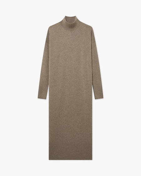 Liv Mock Neck Dress - Taupe Cashmere