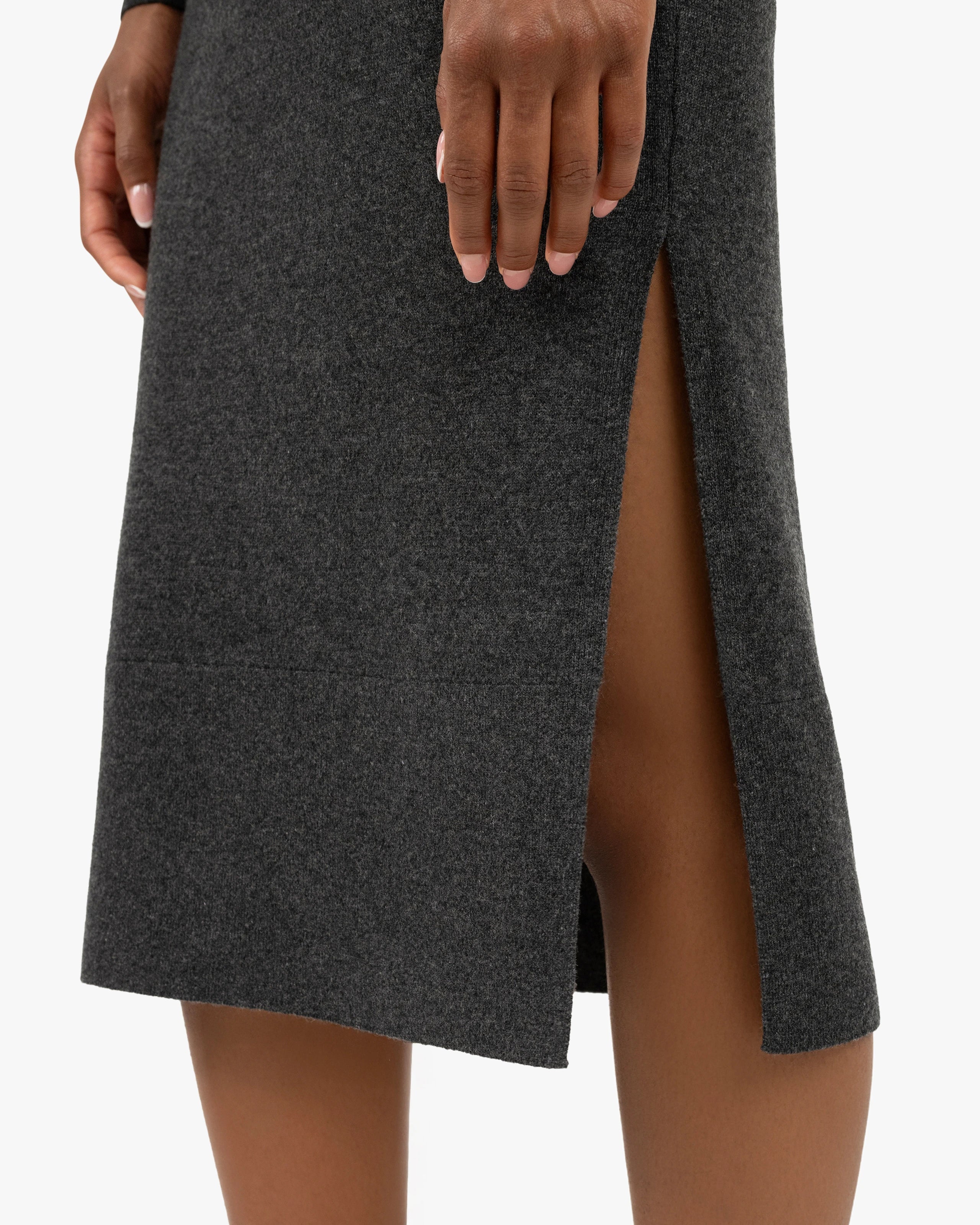Liv Mock Neck Dress - Charcoal Cashmere