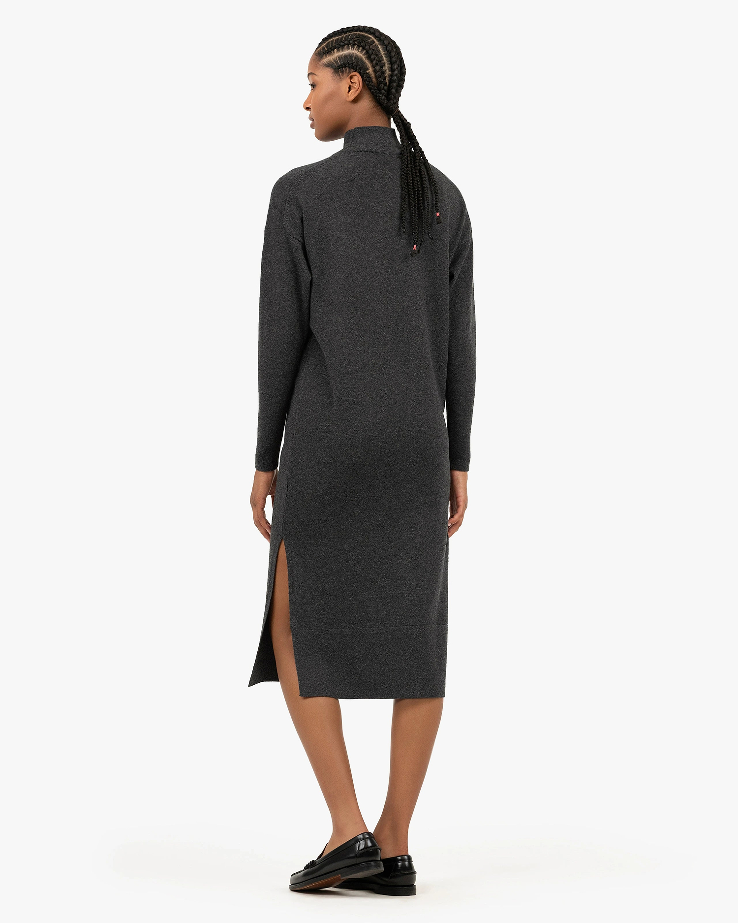 Liv Mock Neck Dress - Charcoal Cashmere