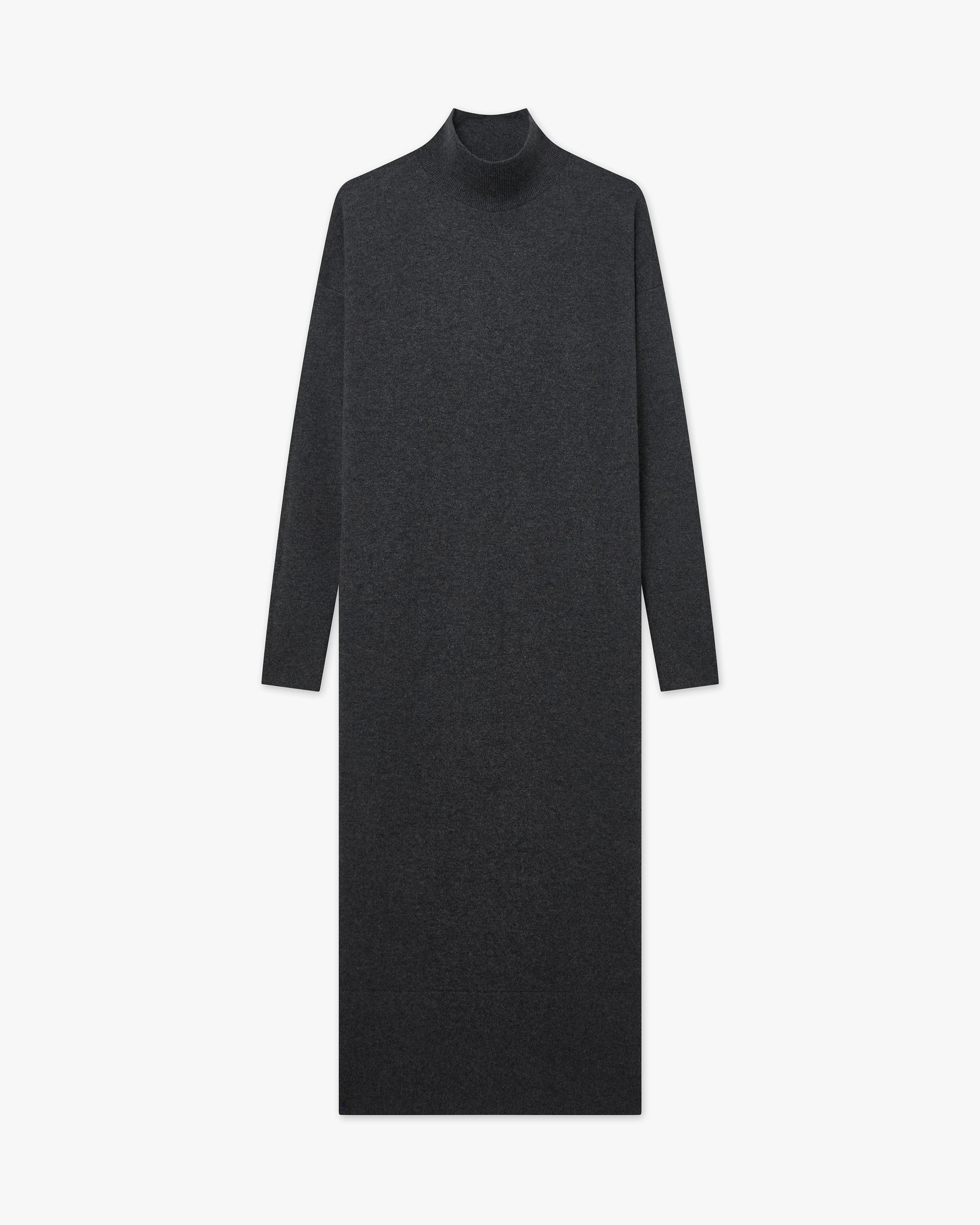 Liv Mock Neck Dress - Charcoal Cashmere