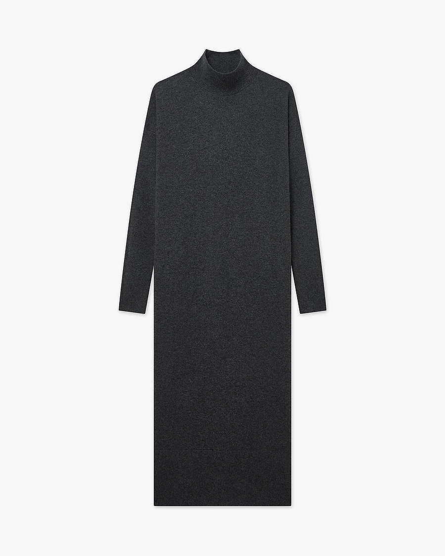 Liv Mock Neck Dress - Charcoal Cashmere