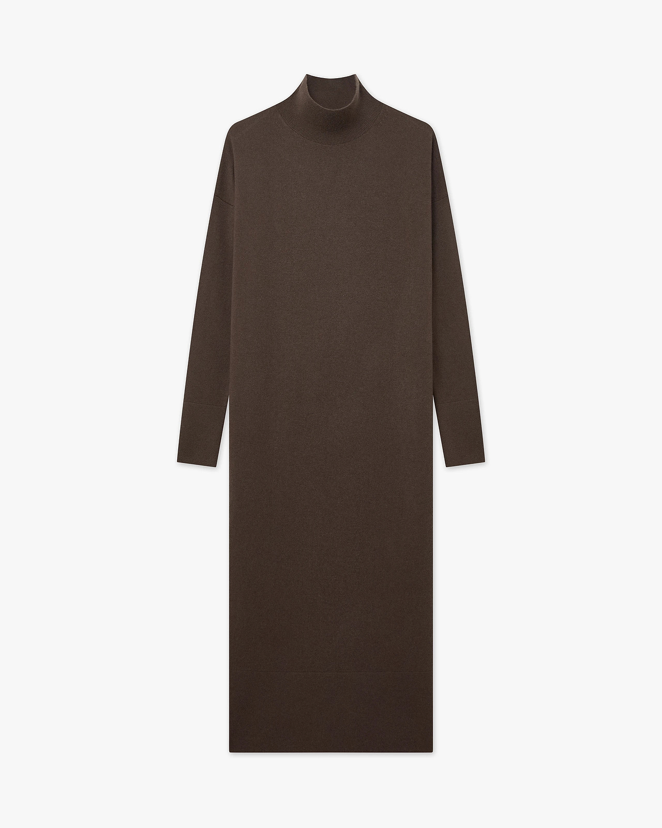 Liv Mock Neck Dress - Brown - Cashmere