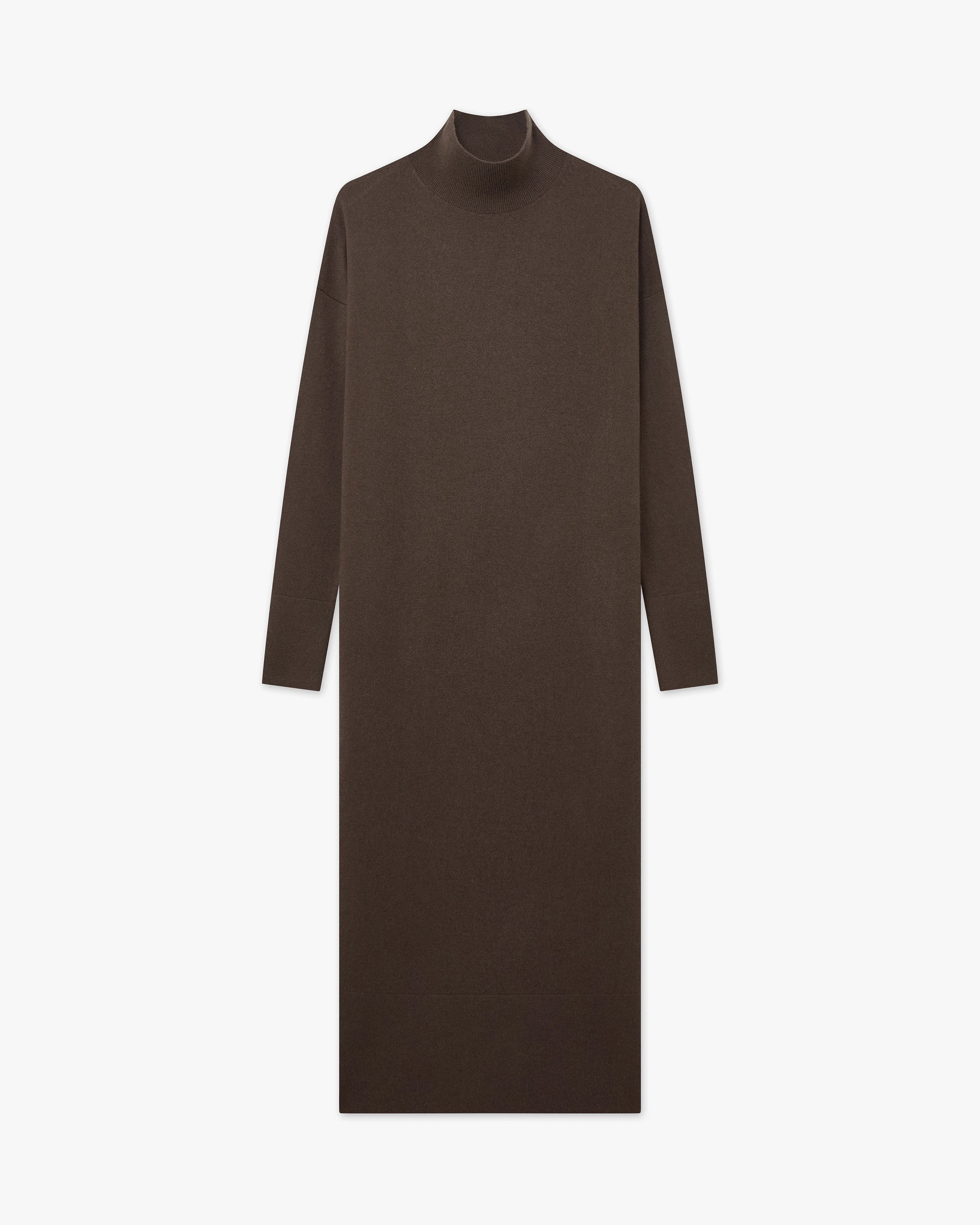 Liv Mock Neck Dress - Brown Cashmere
