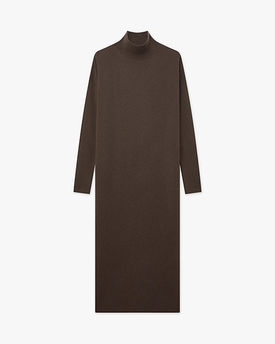Liv Mock Neck Dress - Brown Cashmere