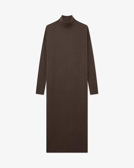 Liv Mock Neck Dress - Brown Cashmere