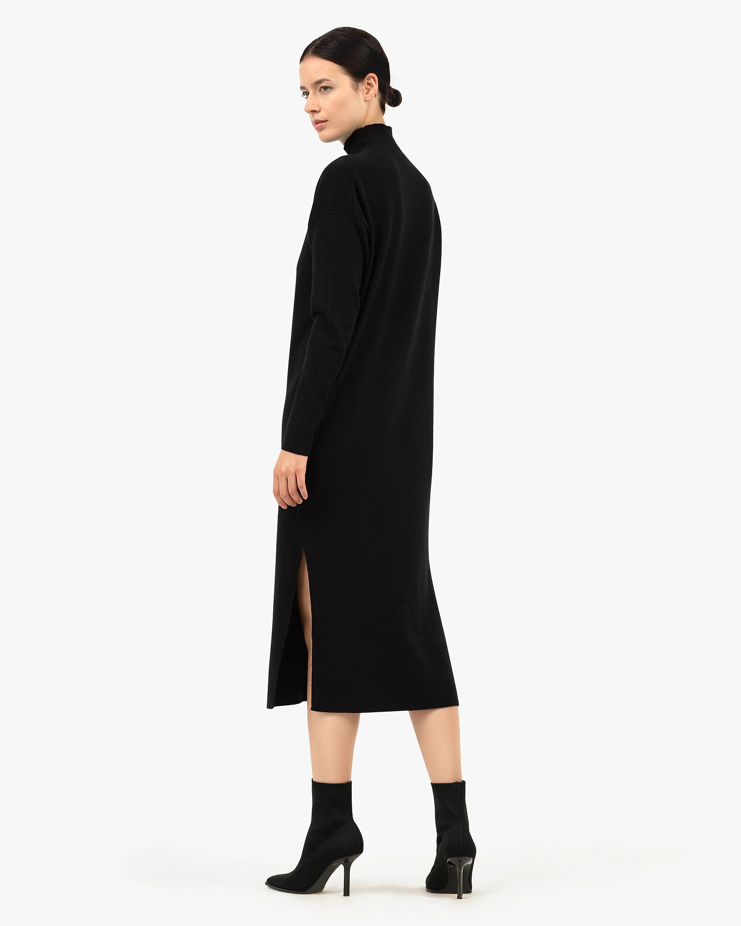 Liv Mock Neck Dress - Black Cashmere