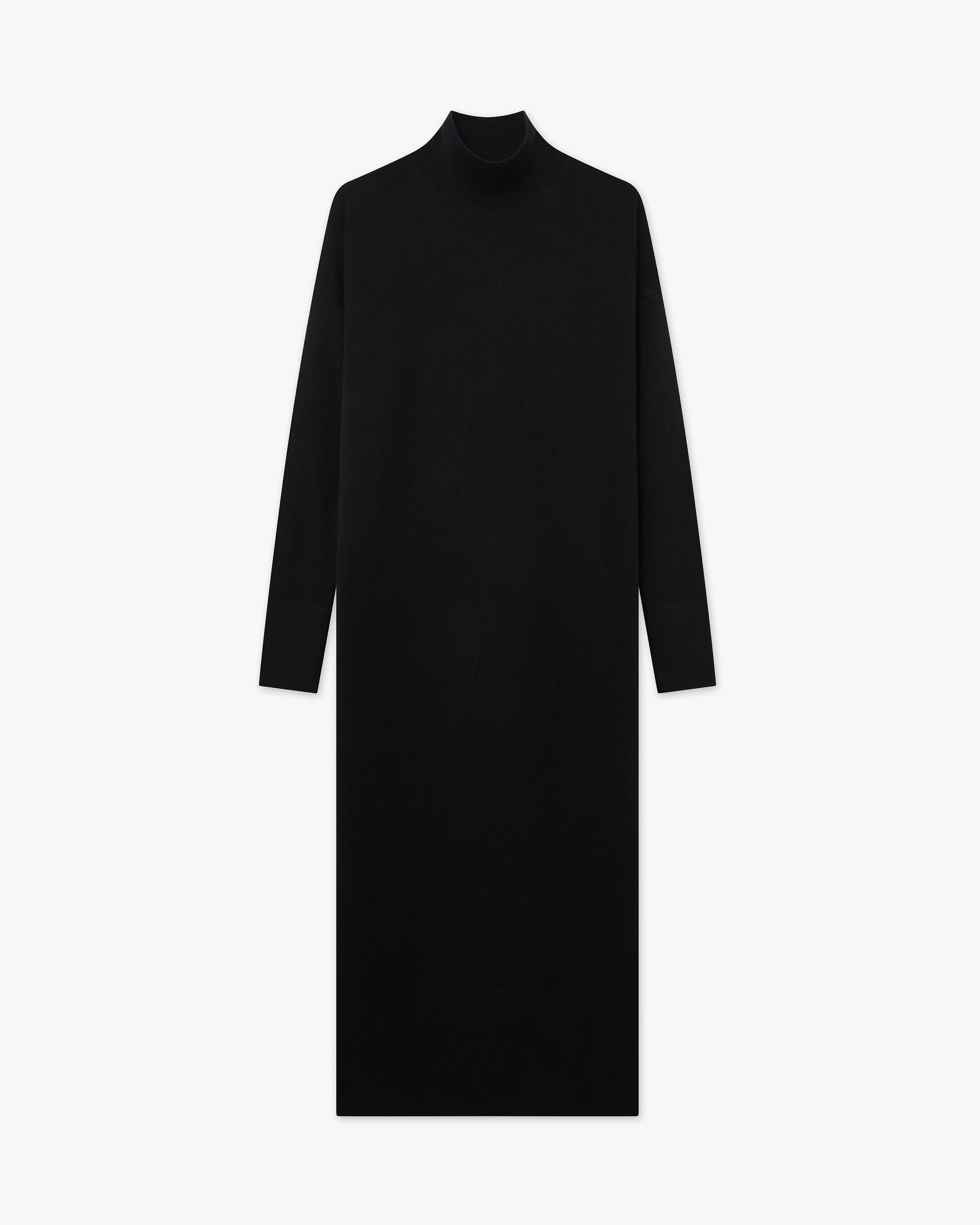 Liv Mock Neck Dress - Black Cashmere