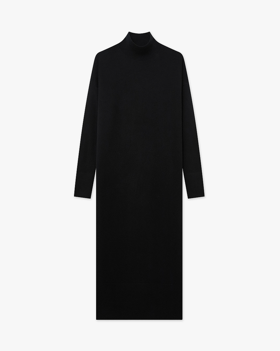 Liv Mock Neck Dress - Black Cashmere