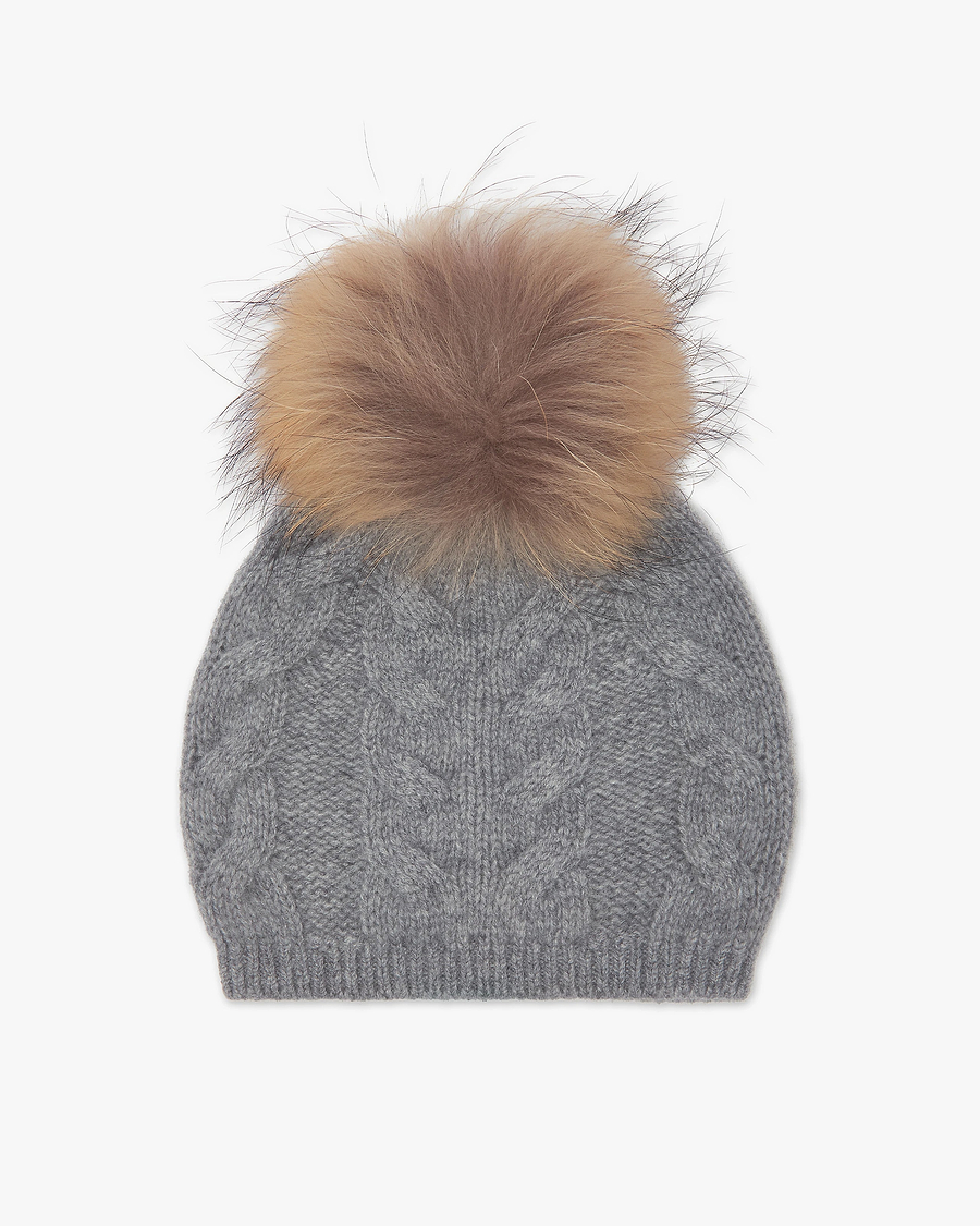 Pom-Pom Hat - Medium Grey Cashmere
