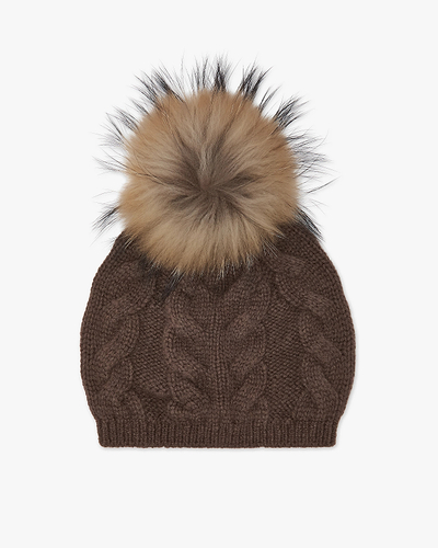 Pom-Pom Hat - Brown Cashmere