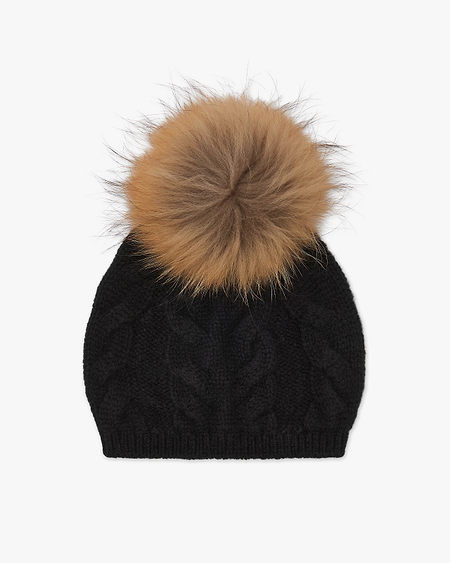 Pom-Pom Hat - Black Cashmere
