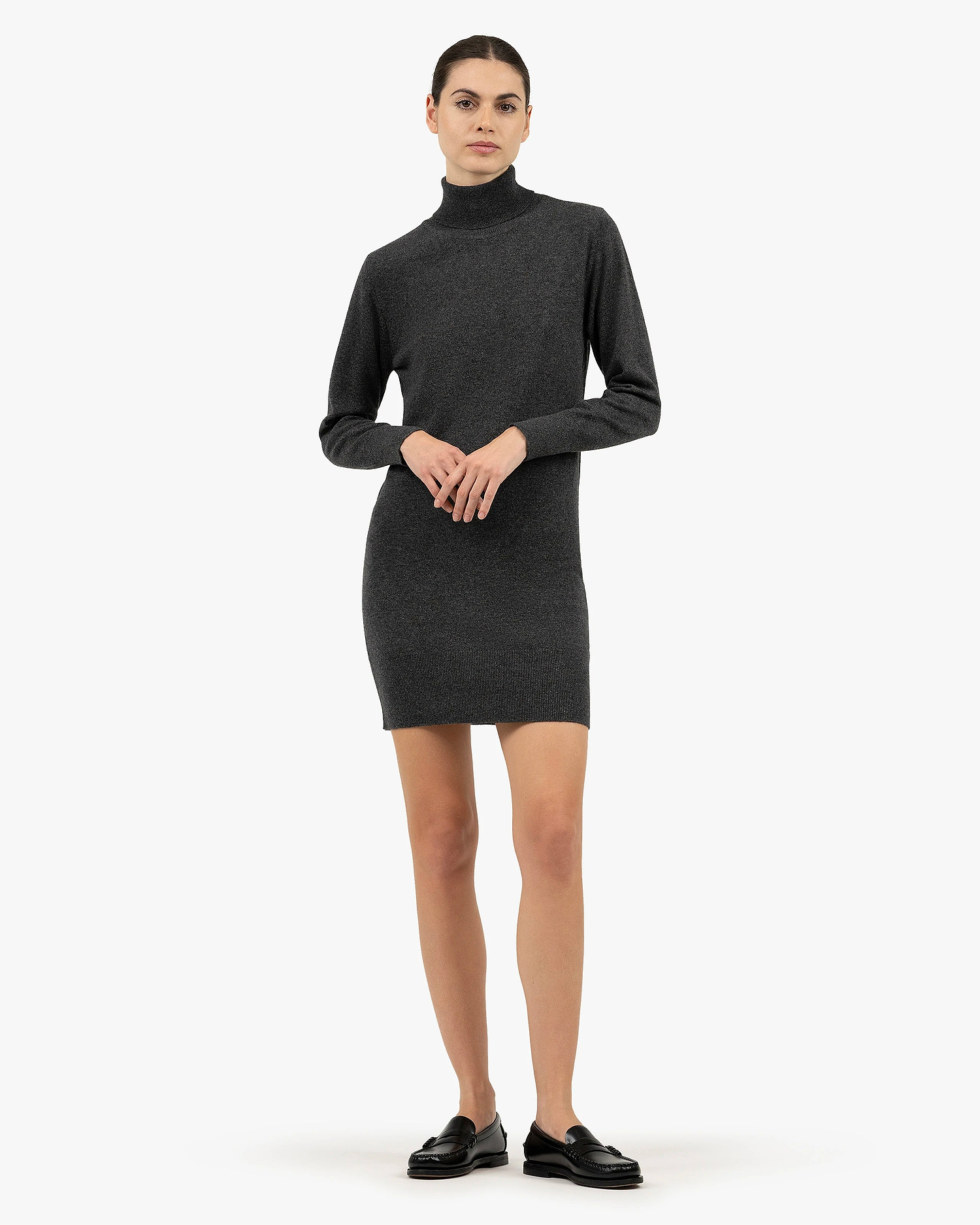 Florenz Turtleneck Dress - Charcoal Cashmere