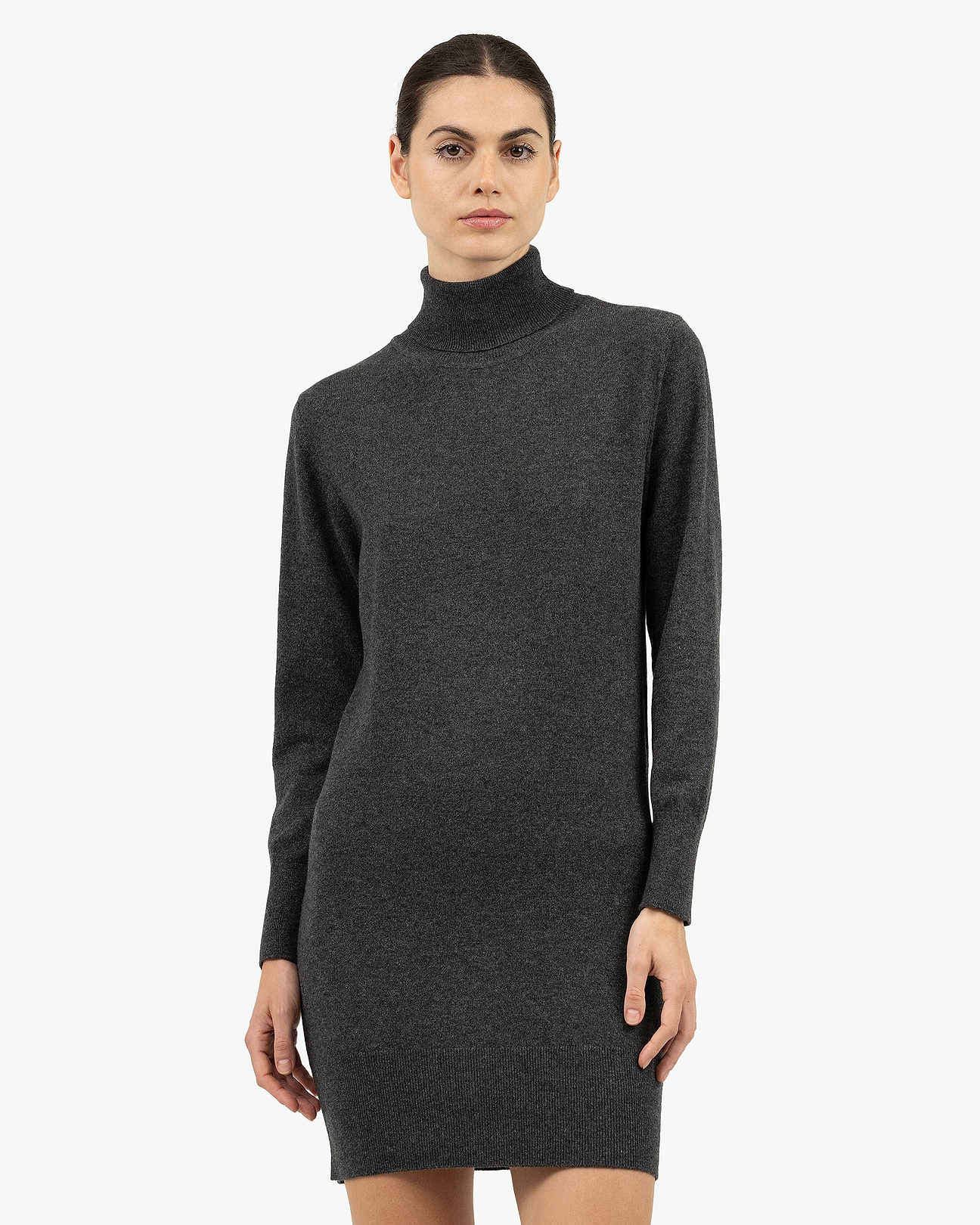 gray turtleneck sweater dress Florenz Turtleneck Dress - Charcoal - Cashmere