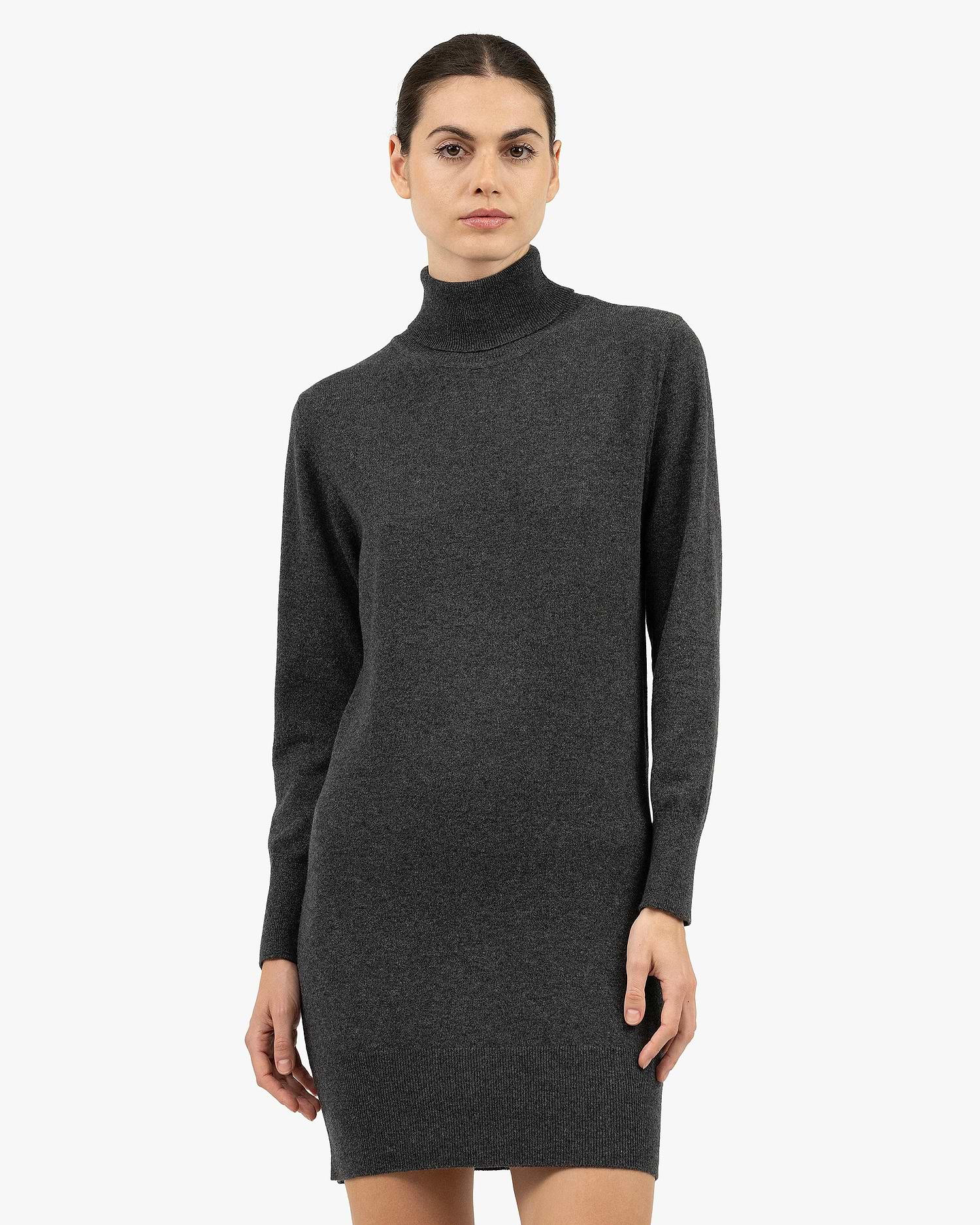 Florenz Turtleneck Dress - Charcoal - Cashmere - Made in Italy Florenz Turtleneck Dress - Charcoal - Cashmere - Made in Italy