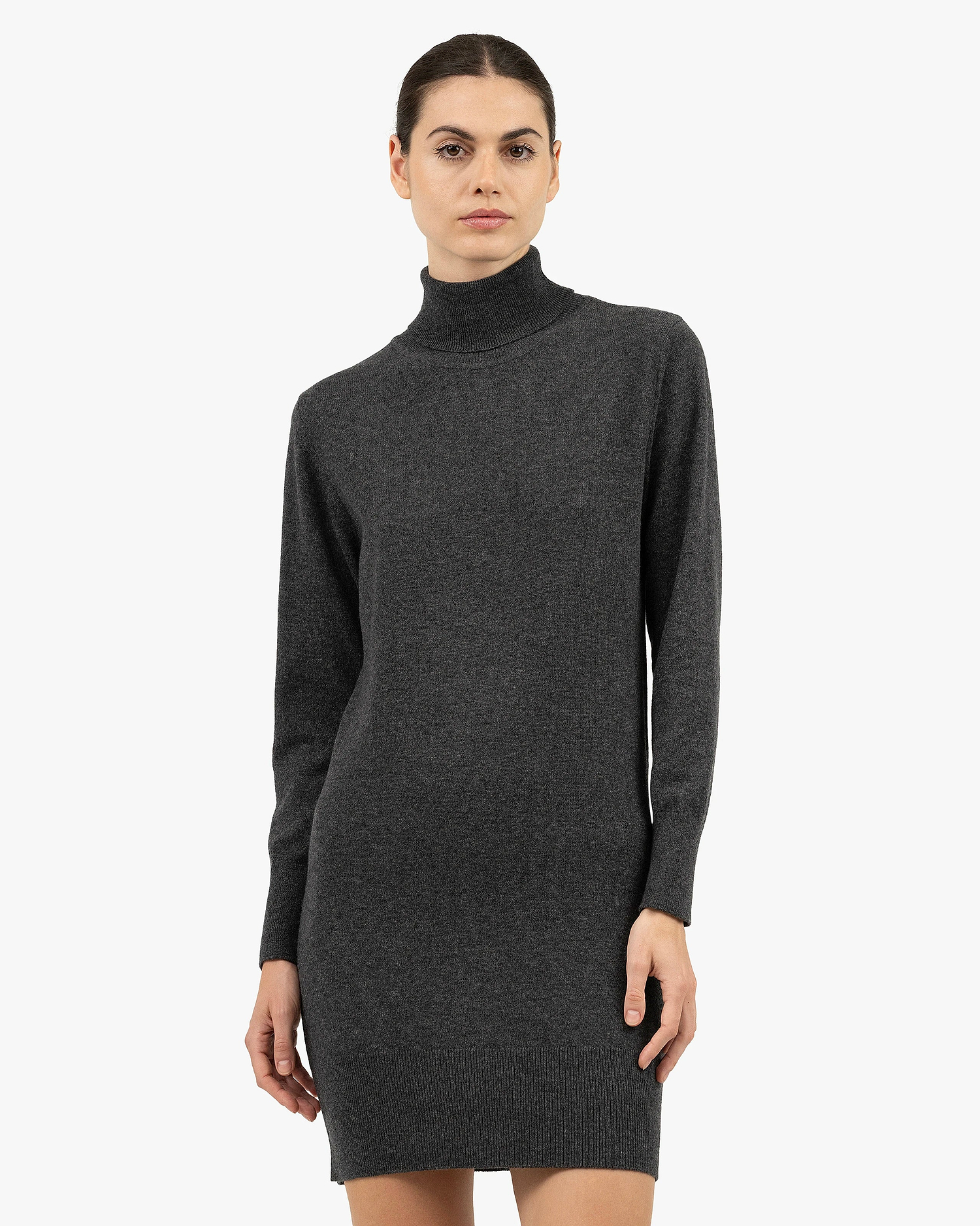 Florenz Turtleneck Dress - Charcoal Cashmere