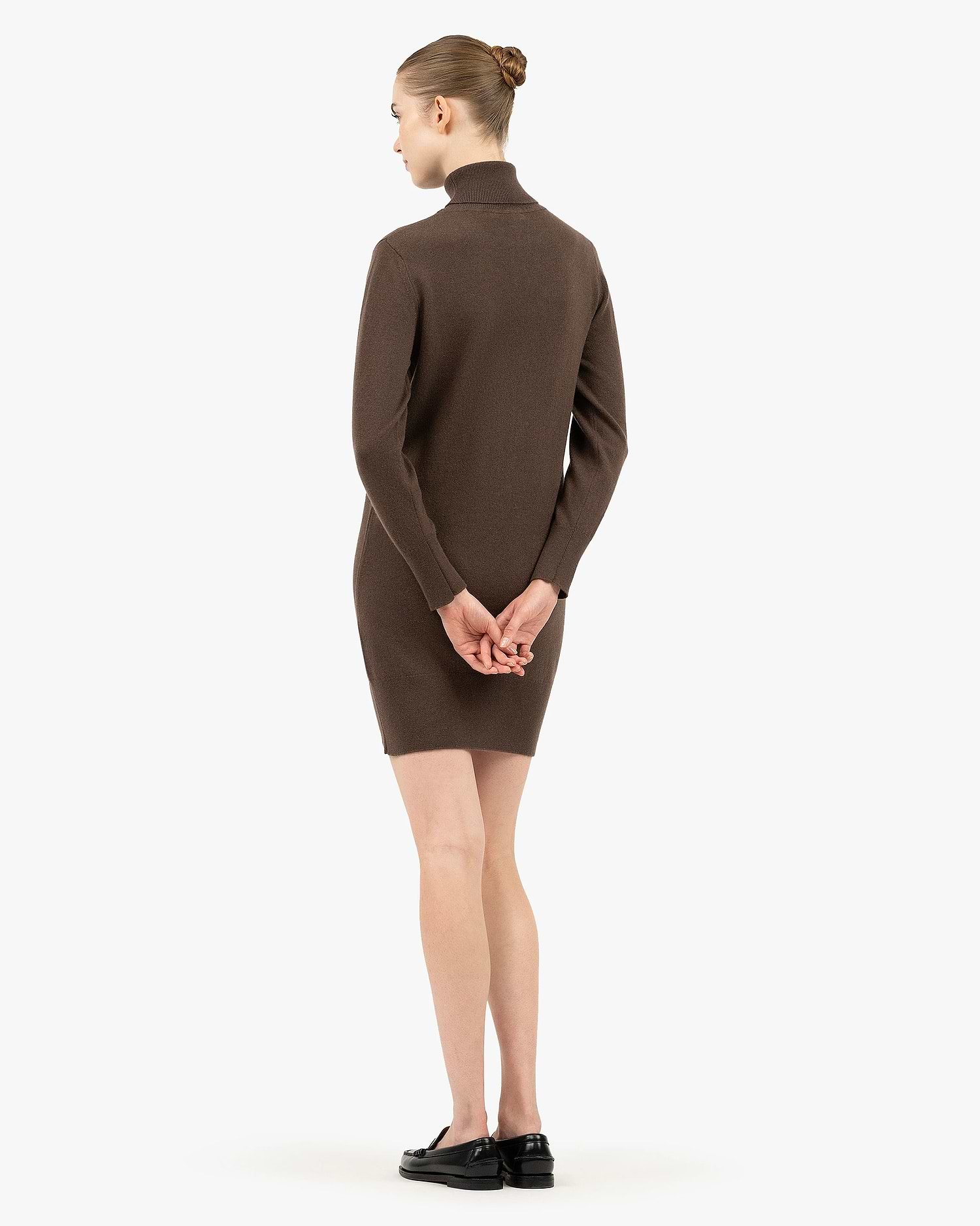 Florenz Turtleneck Dress - Brown - Cashmere - Made in Italy Florenz Turtleneck Dress - Brown - Cashmere - Made in Italy