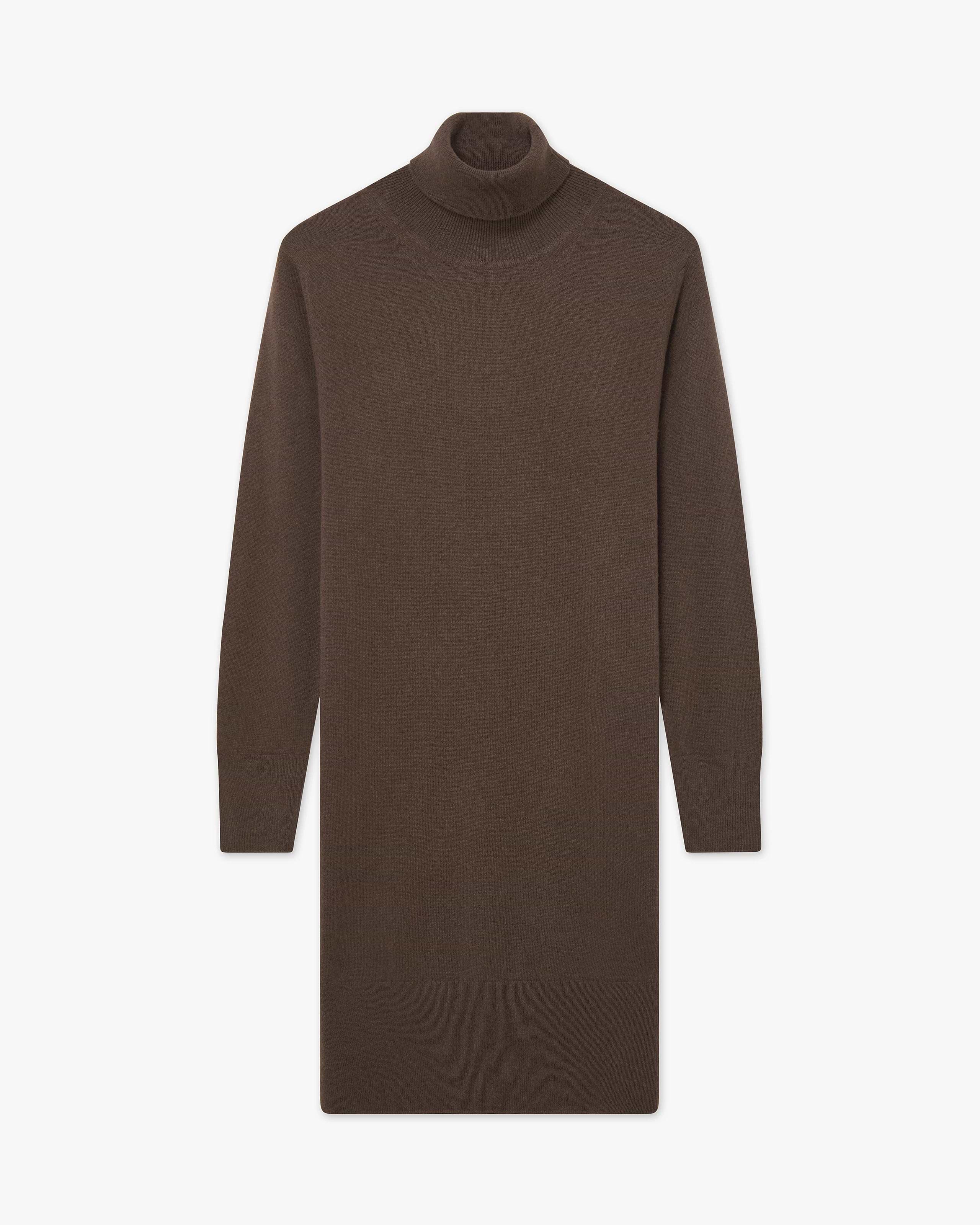 Florenz Turtleneck Dress - Brown - Cashmere - Made in Italy Florenz Turtleneck Dress - Brown - Cashmere - Made in Italy