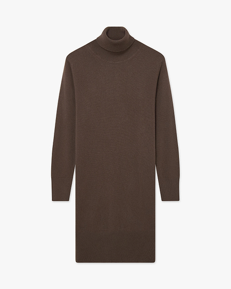 Florenz Turtleneck Dress - Brown Cashmere