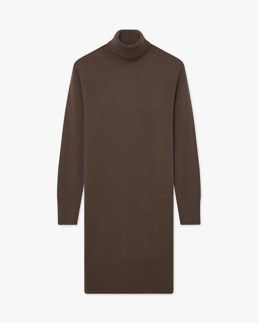 Florenz Turtleneck Dress - Brown Cashmere