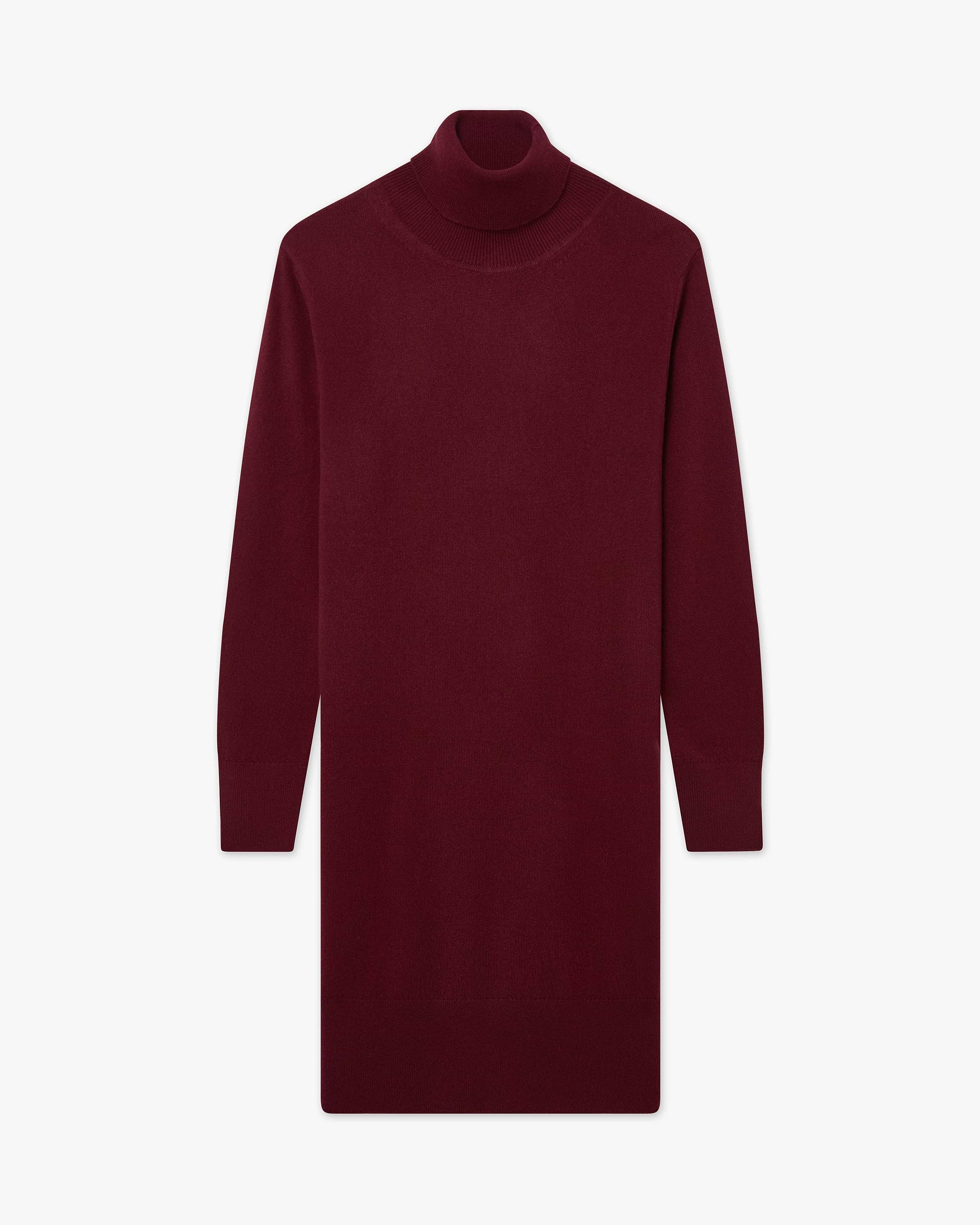 Florenz Cashmere Turtleneck Dress - Bordeaux | MaisonCashmere Florenz Cashmere Turtleneck Dress - Bordeaux | MaisonCashmere