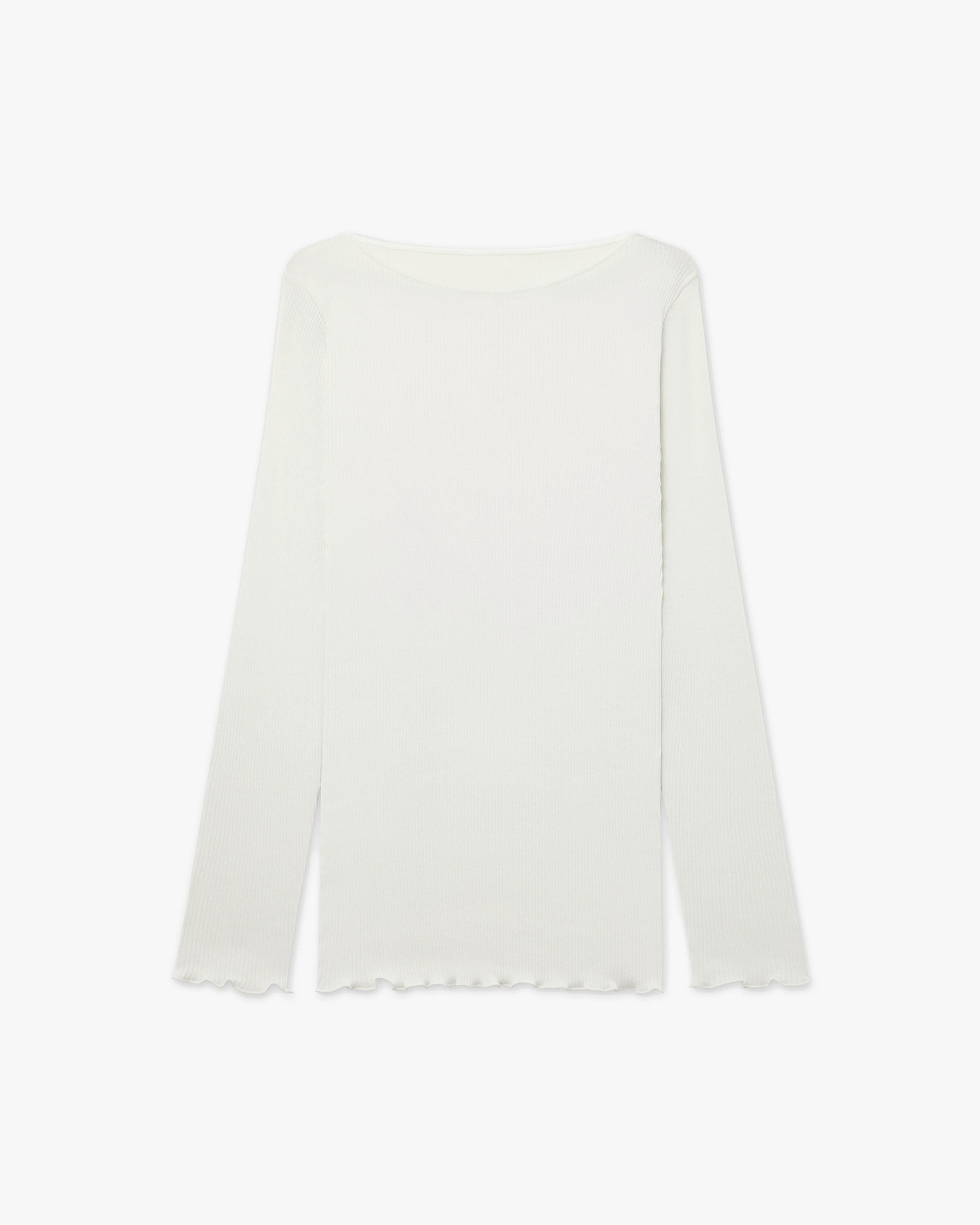 Crew Neck Pleated Top - White Cotone / Seta
