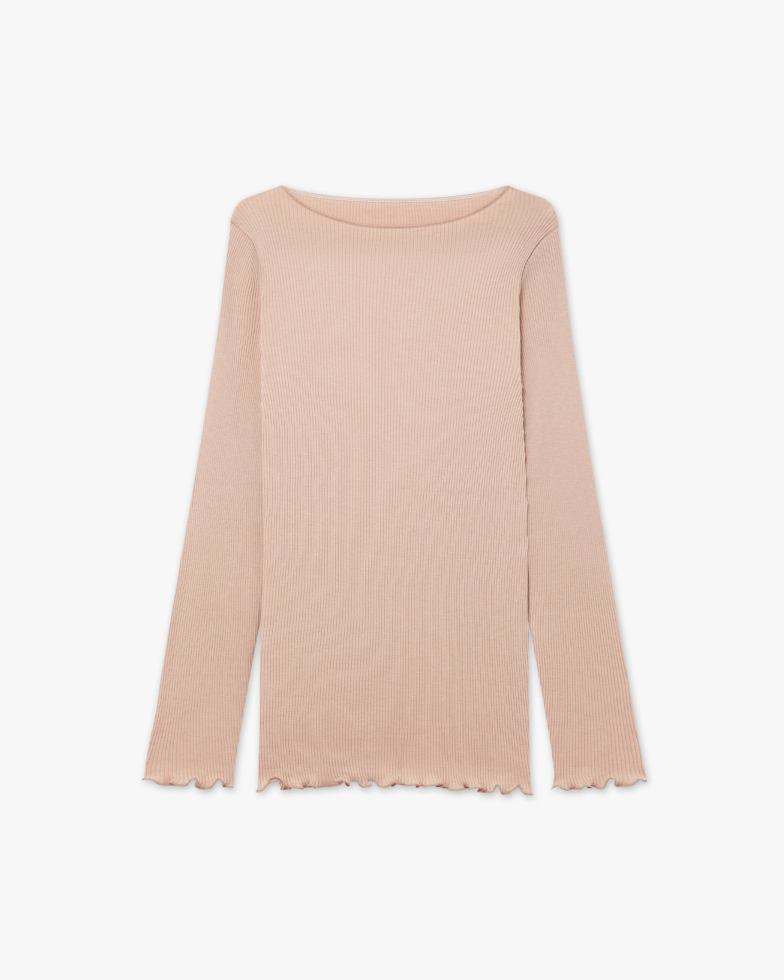 Crew Neck Pleated Top - Blush Cotone / Seta
