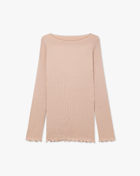 Crew Neck Pleated Top - Blush Cotone / Seta