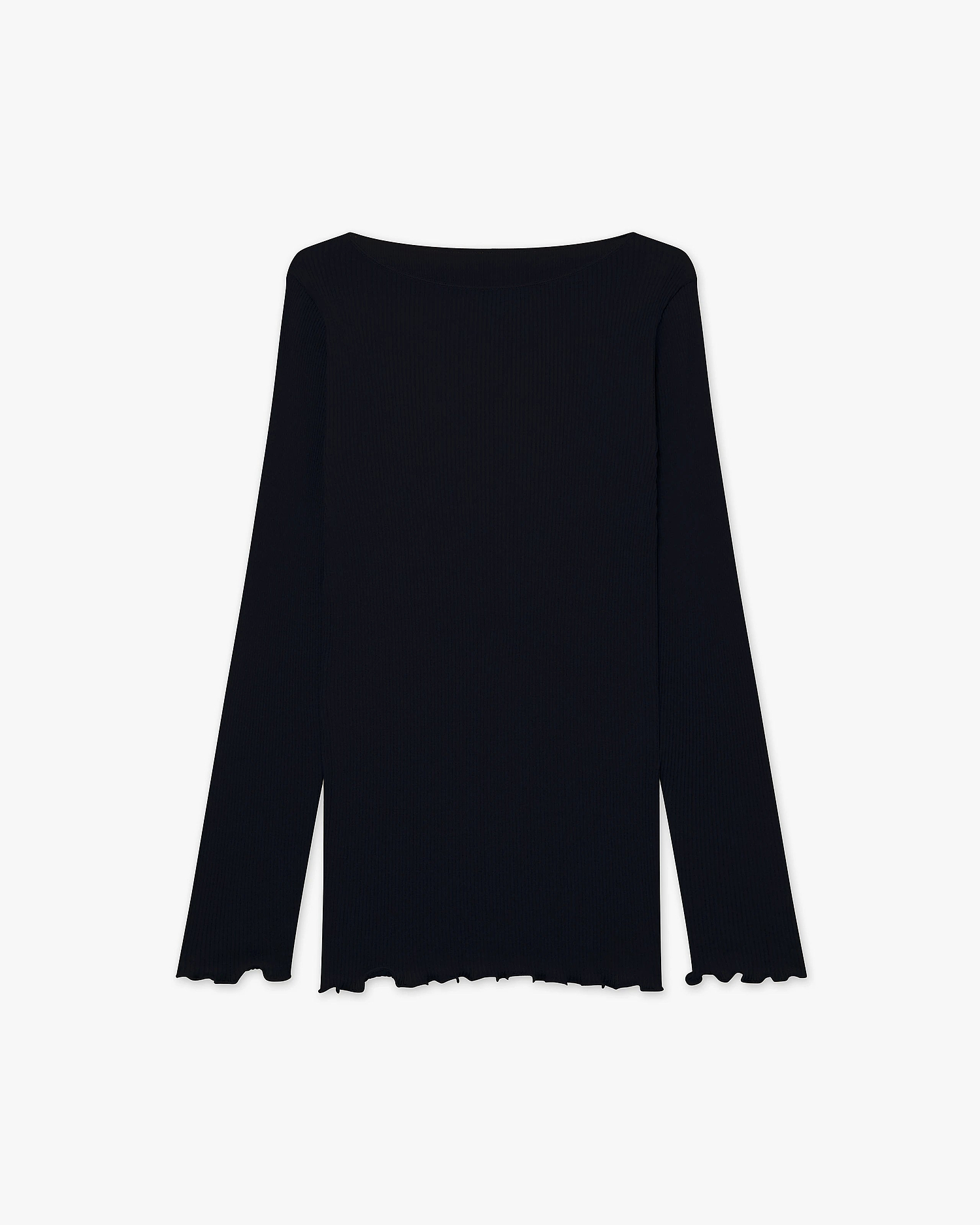 Crew Neck Pleated Top - Black Cotone / Seta